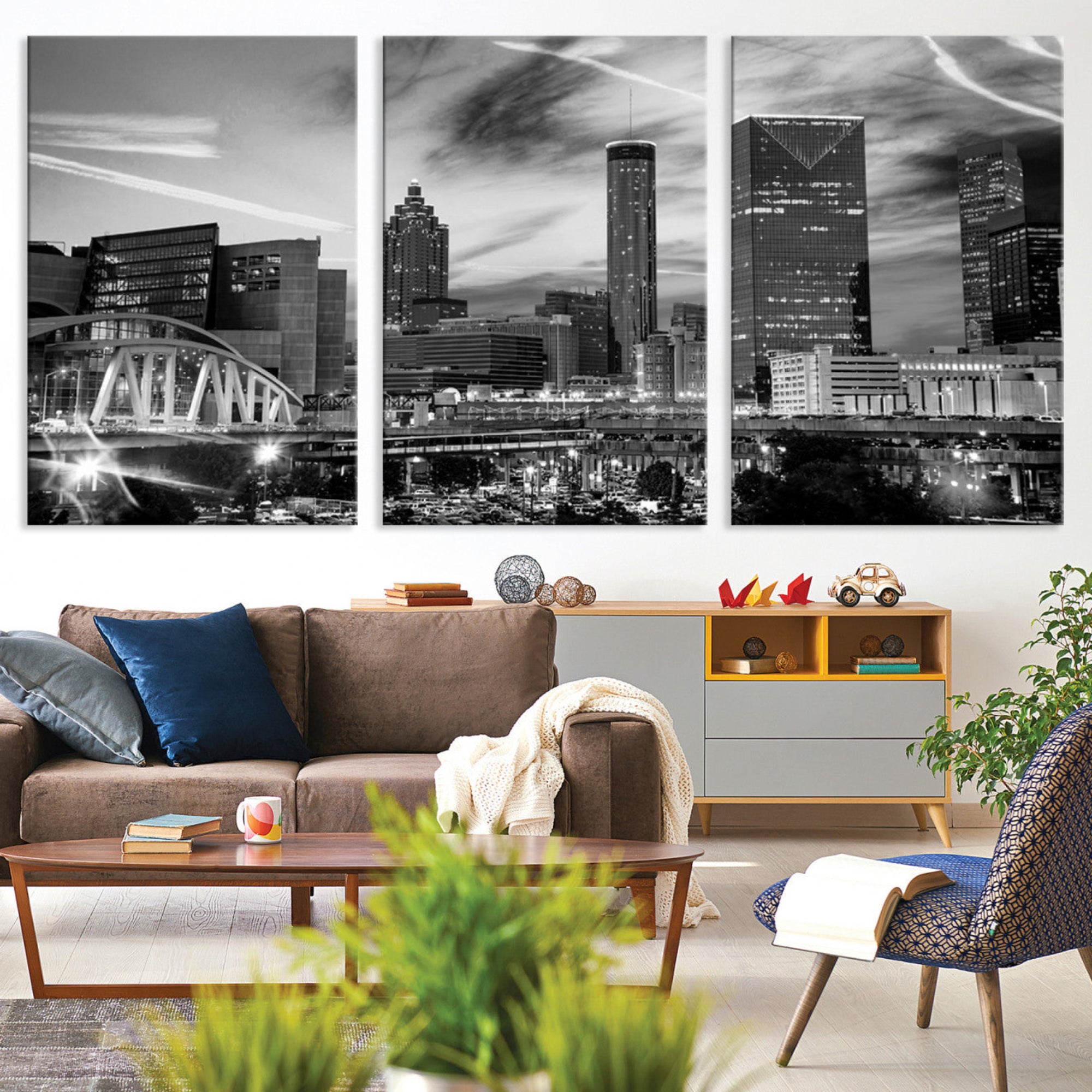 34800-MGV-CV-36X24-Black and White Atlanta Wall Art Canvas Print
