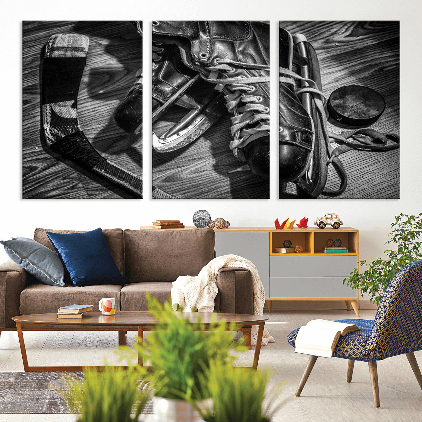 20553-MGV-CV-36X24-Old Pair of Mens Skates Wall Art Canvas, Men Skates Wall Art Print