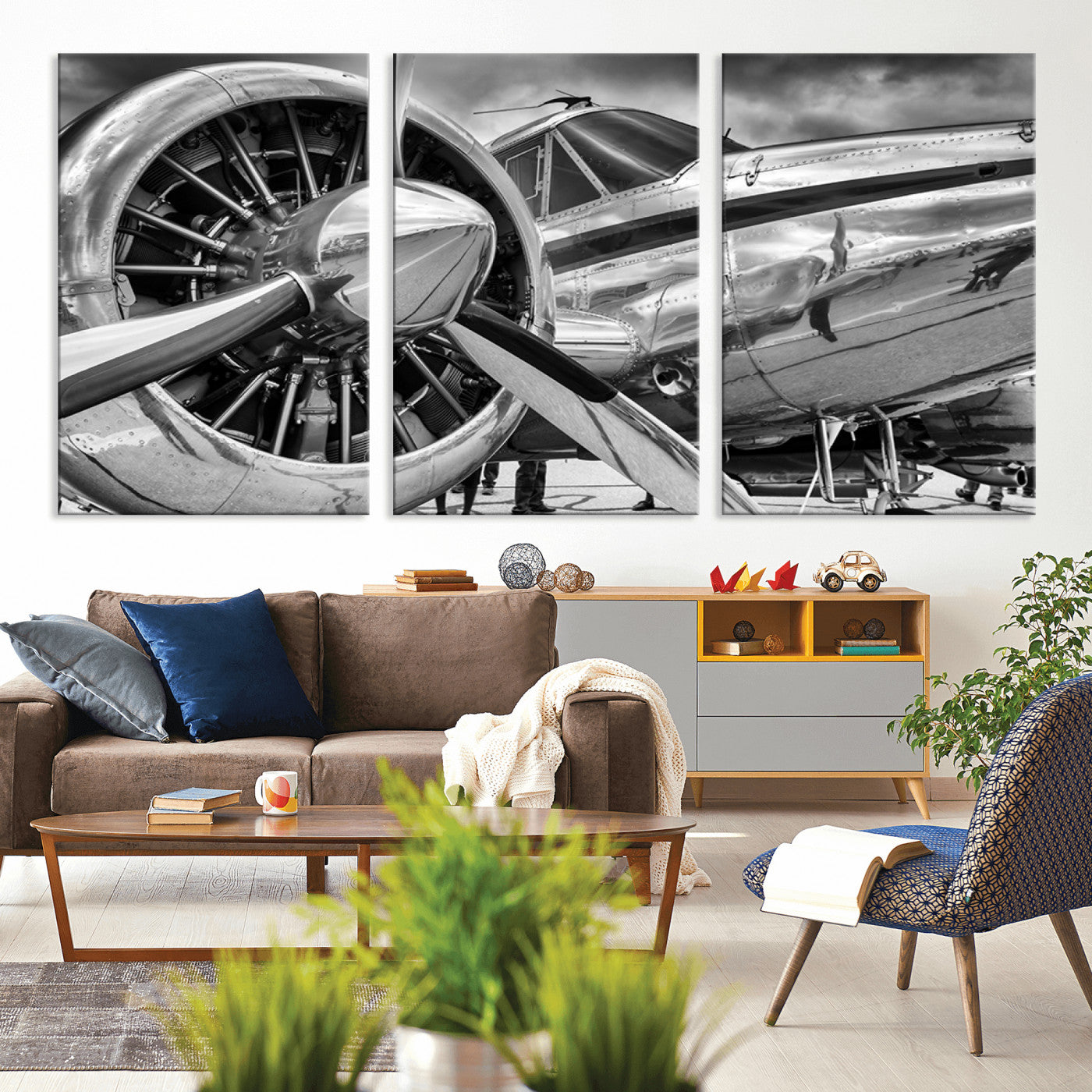 -Vintage Antique Airplane Wall Art Canvas Print