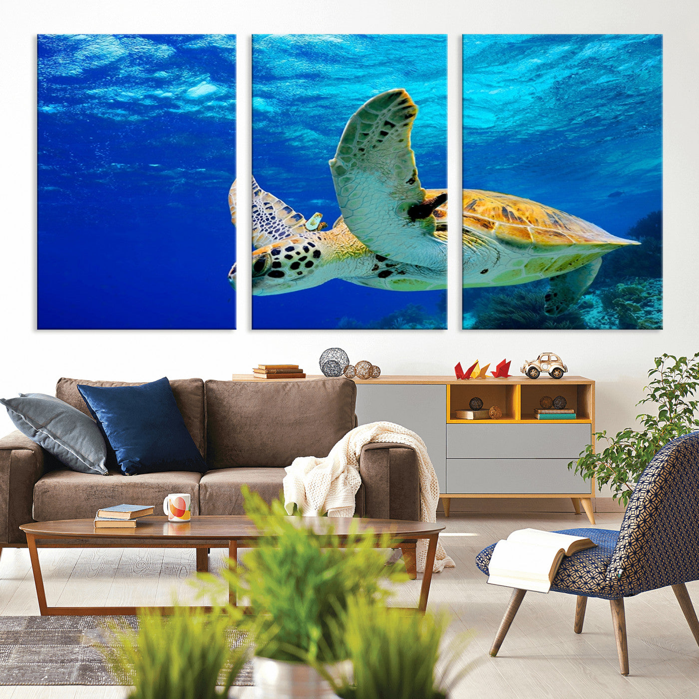 16292-MGV-CV-36X24-Sea Turtle Wall Art Canvas Print, Sea life in the Ocean Wall Art Printing