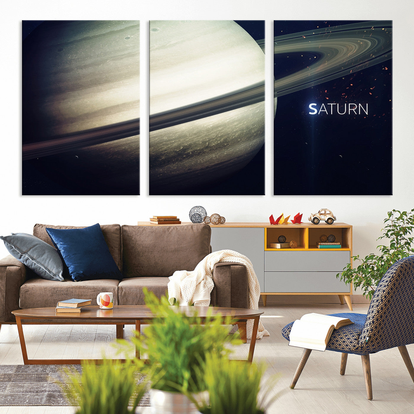 -Framed Saturn Wall Art Canvas Print