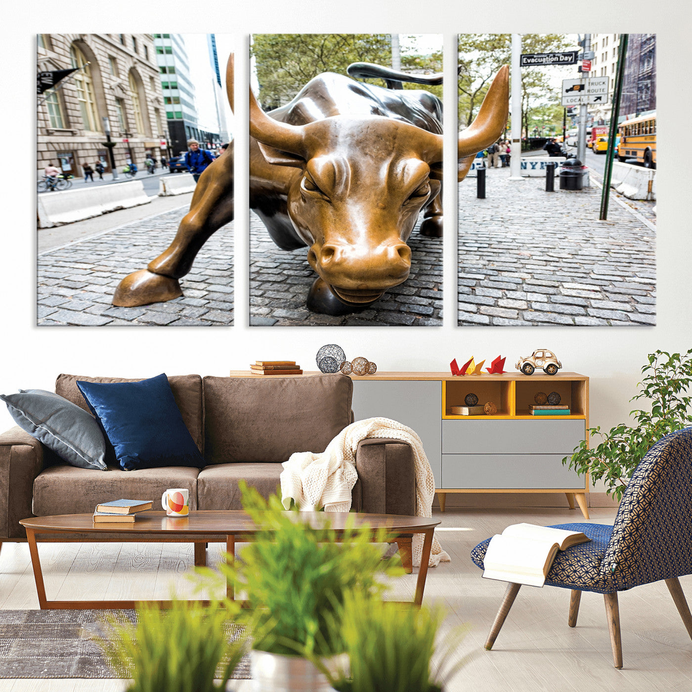 -Charging Bull Wall Art Canvas Print
