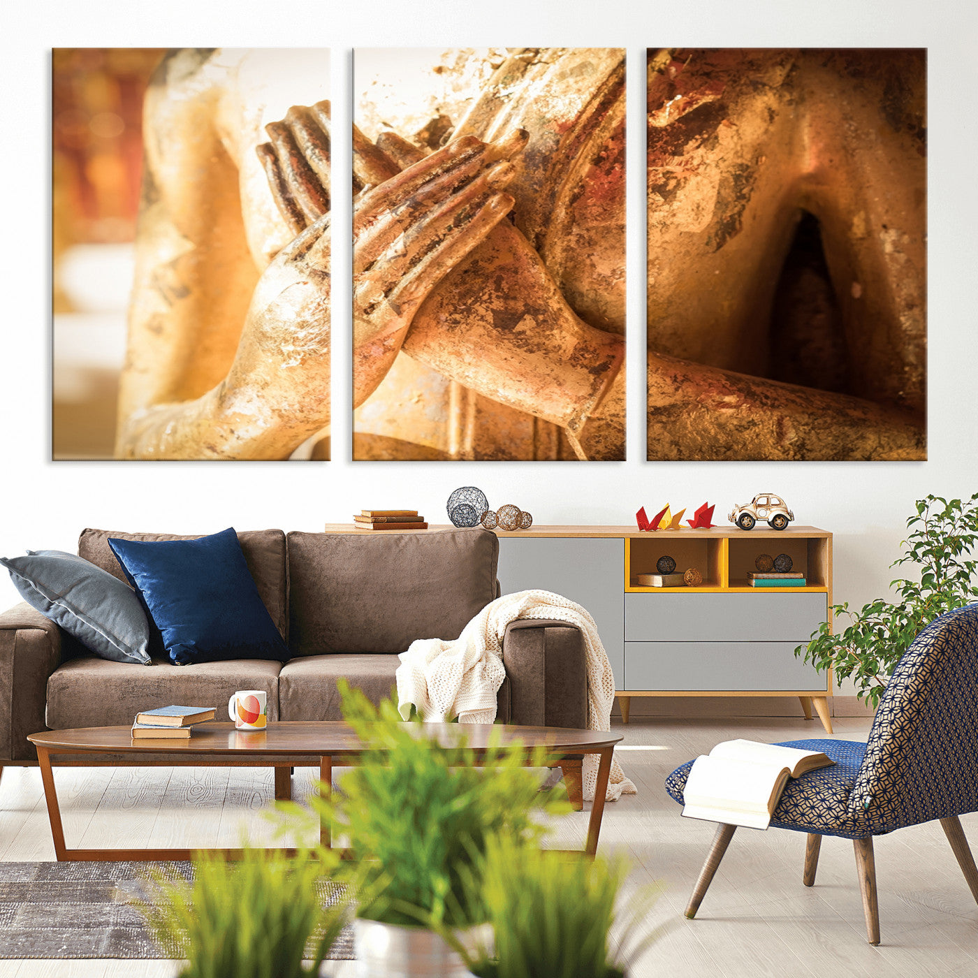 -Buddha Statue Hands Wall Art Canvas Print