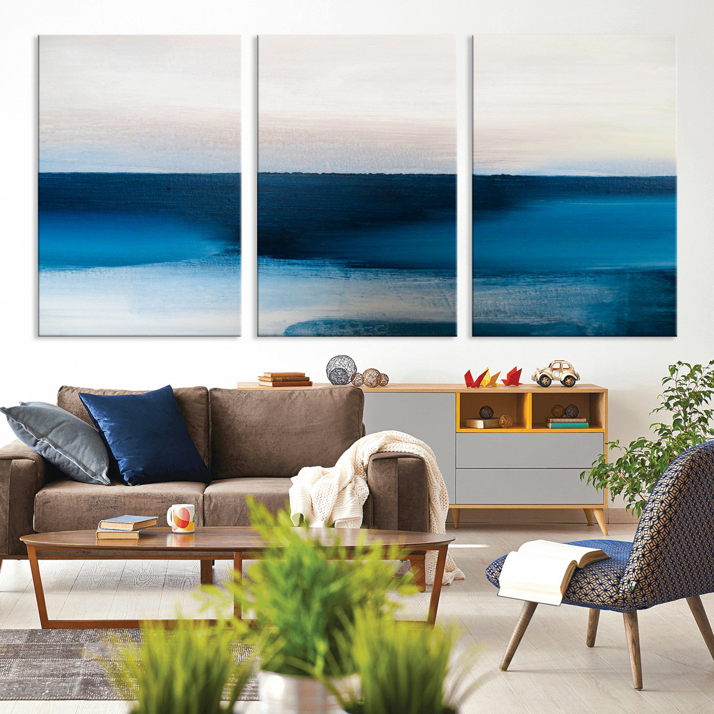 72452-MGV-CV-36X24-Dark Blue Abstract Wall Art Canvas Print