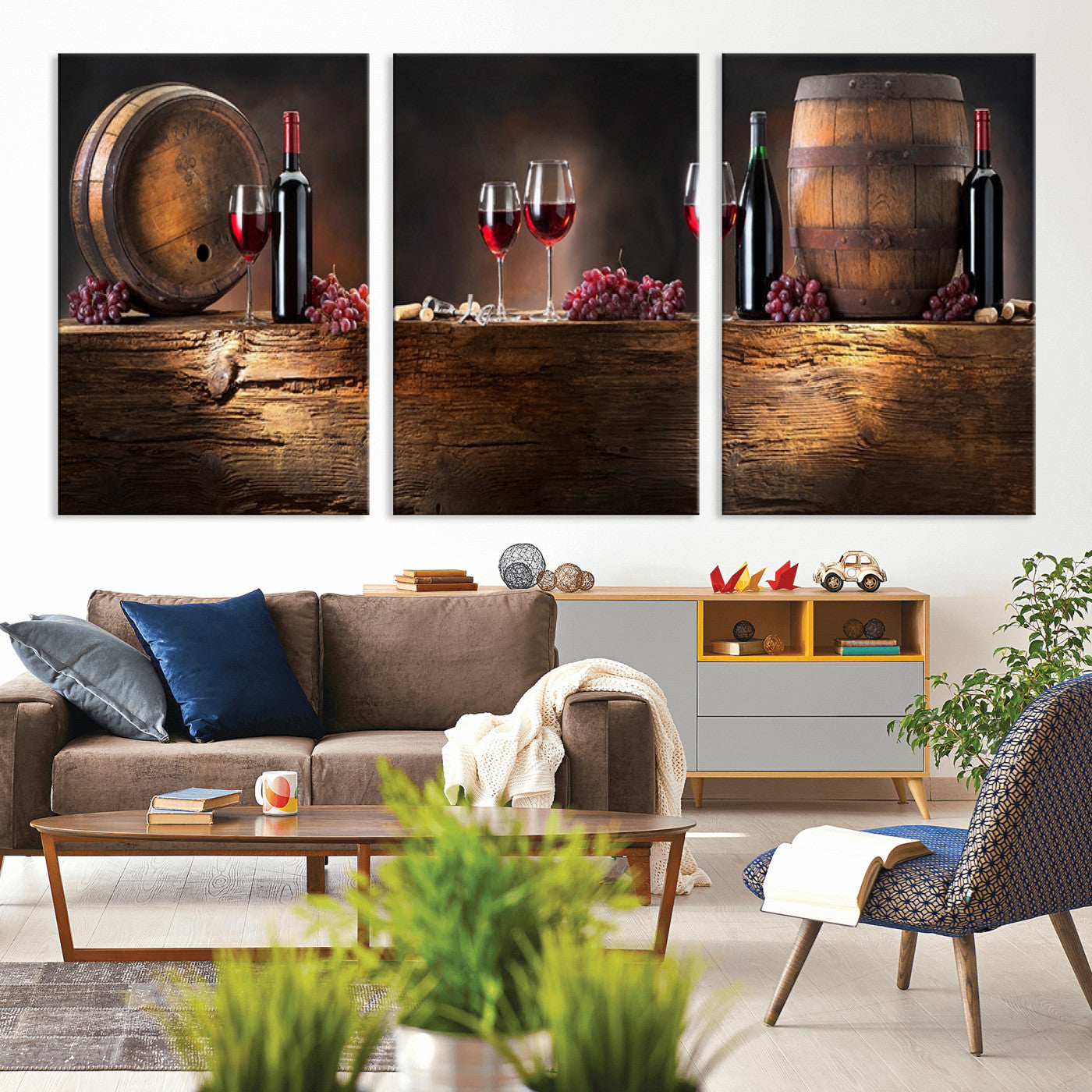 -Wine and Barrels Wall Art Canvas Print