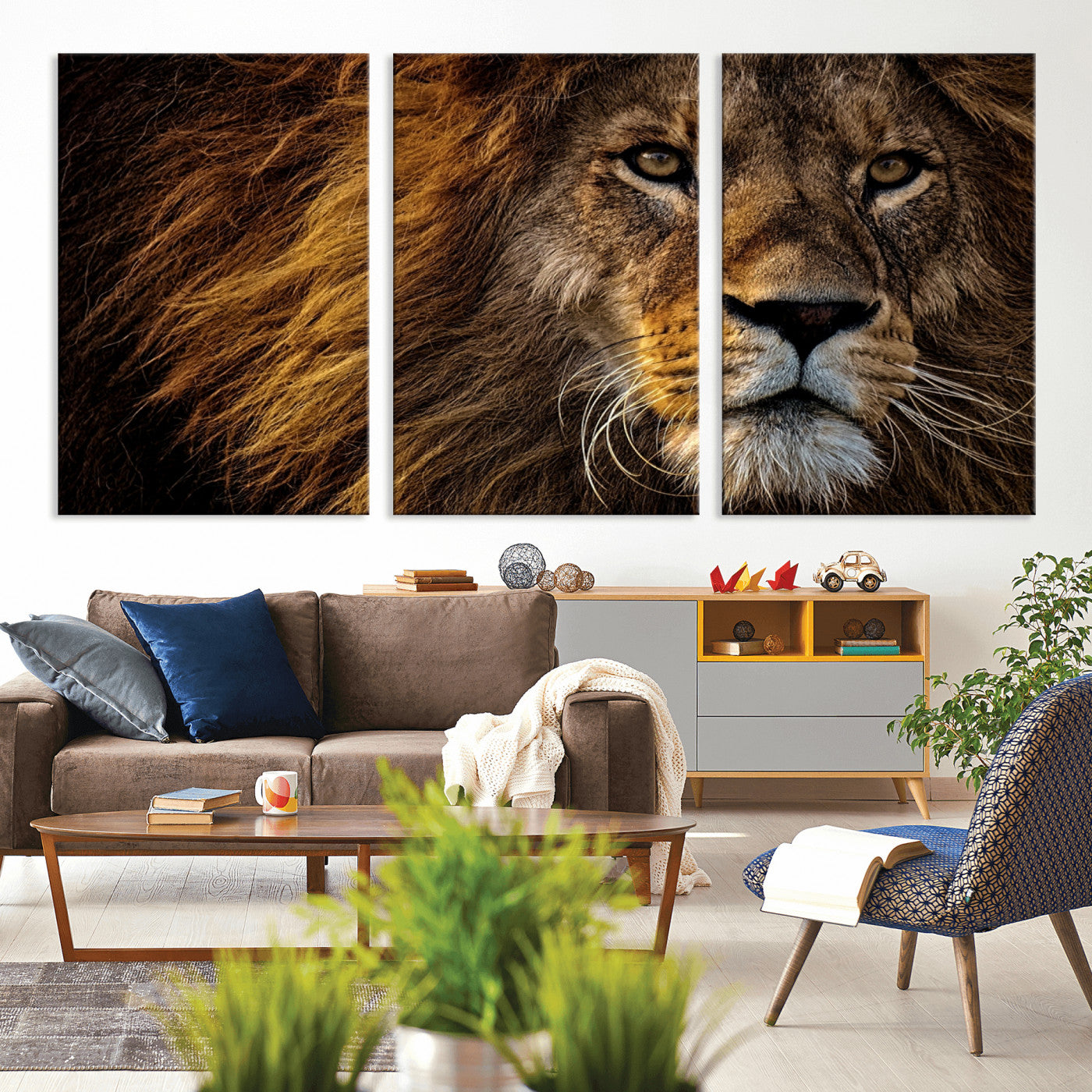 -Mighty Lion Wall Art Canvas Print – Majestic Animal Portrait Artwork for Home, Office, Living Room, Guest Room