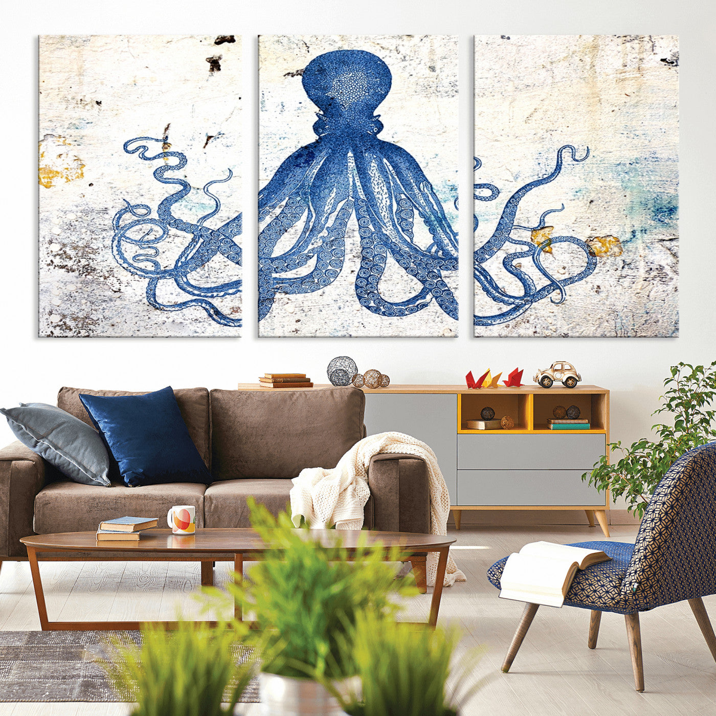 38211-MGV-CV-36X24-Octopus Canvas Wall Art | Coastal Marine Life Artwork for Living Room, Bedroom, or Office |