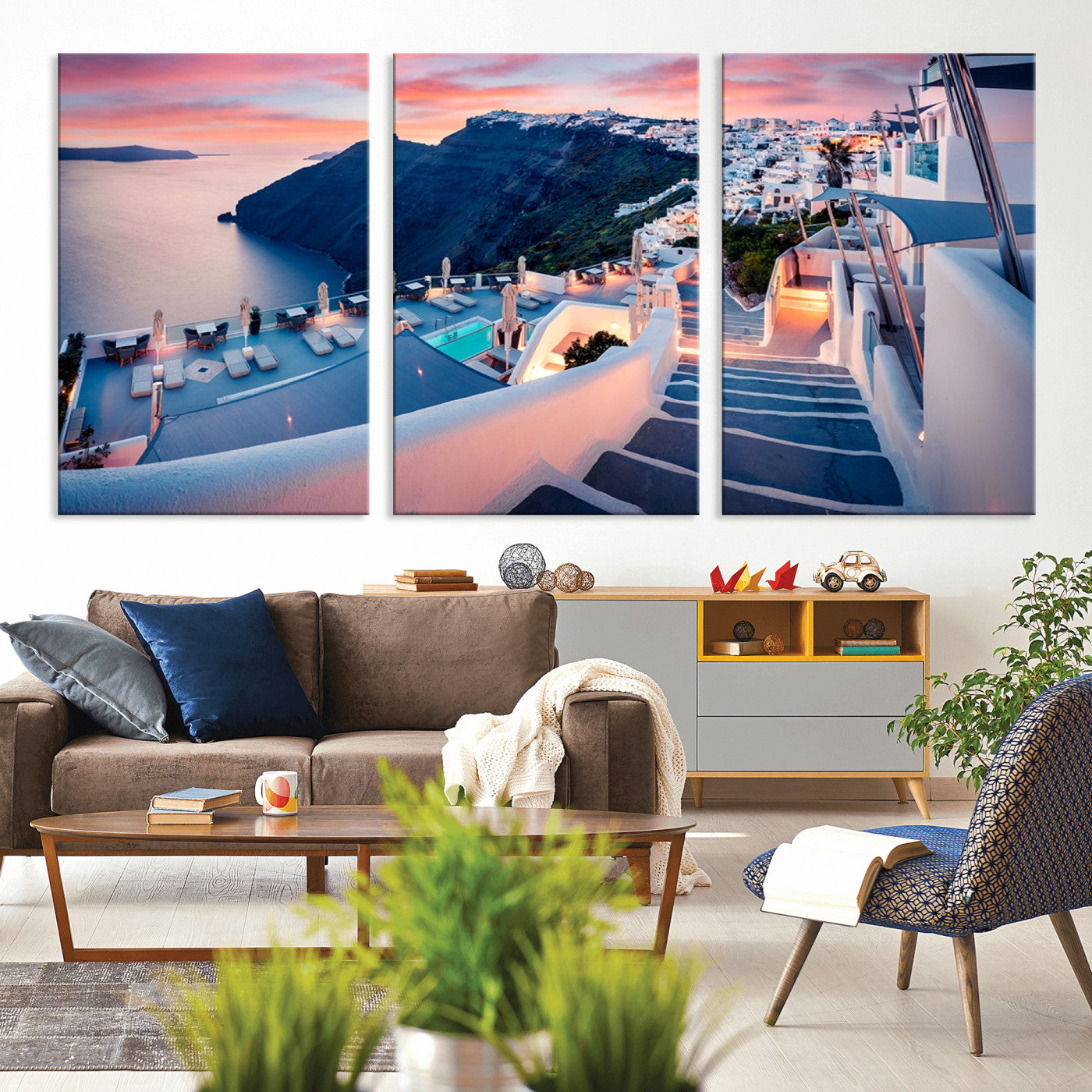 -Santorini Island Wall Art Canvas Print