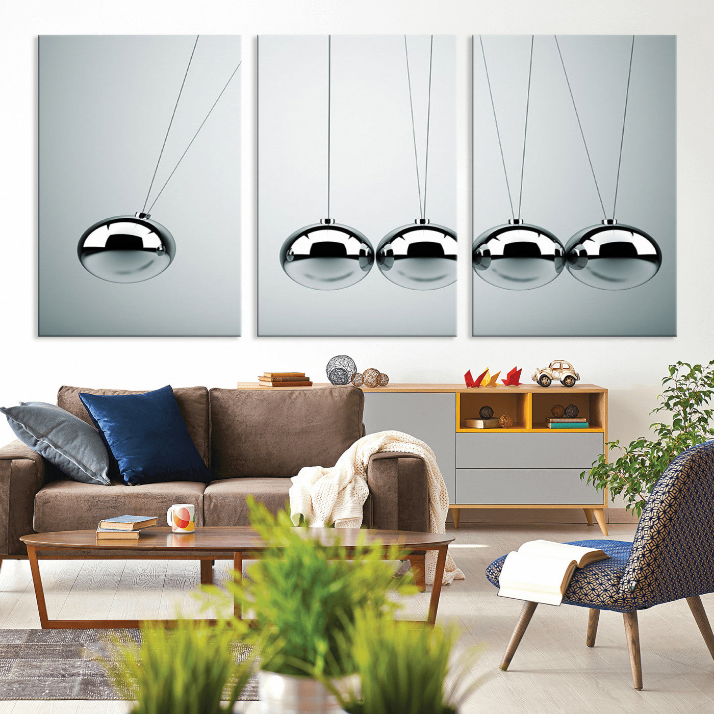 -Newton's Cradle Wall Art Canvas Print, Framed Newton Cradle Wall Art