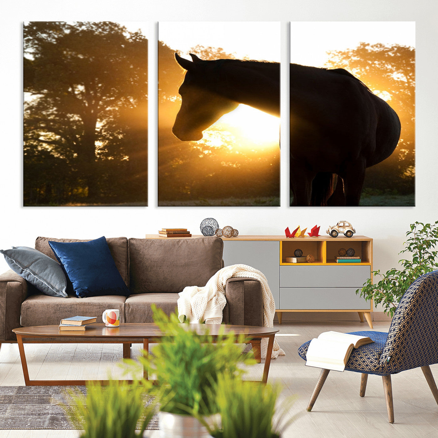 -Horse at Sunset Wall Art Animal Canvas Print