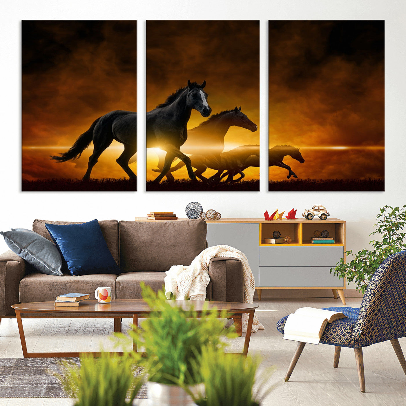 -Horse Wall Art Canvas Print, Multi Panel Animal Canvas Print