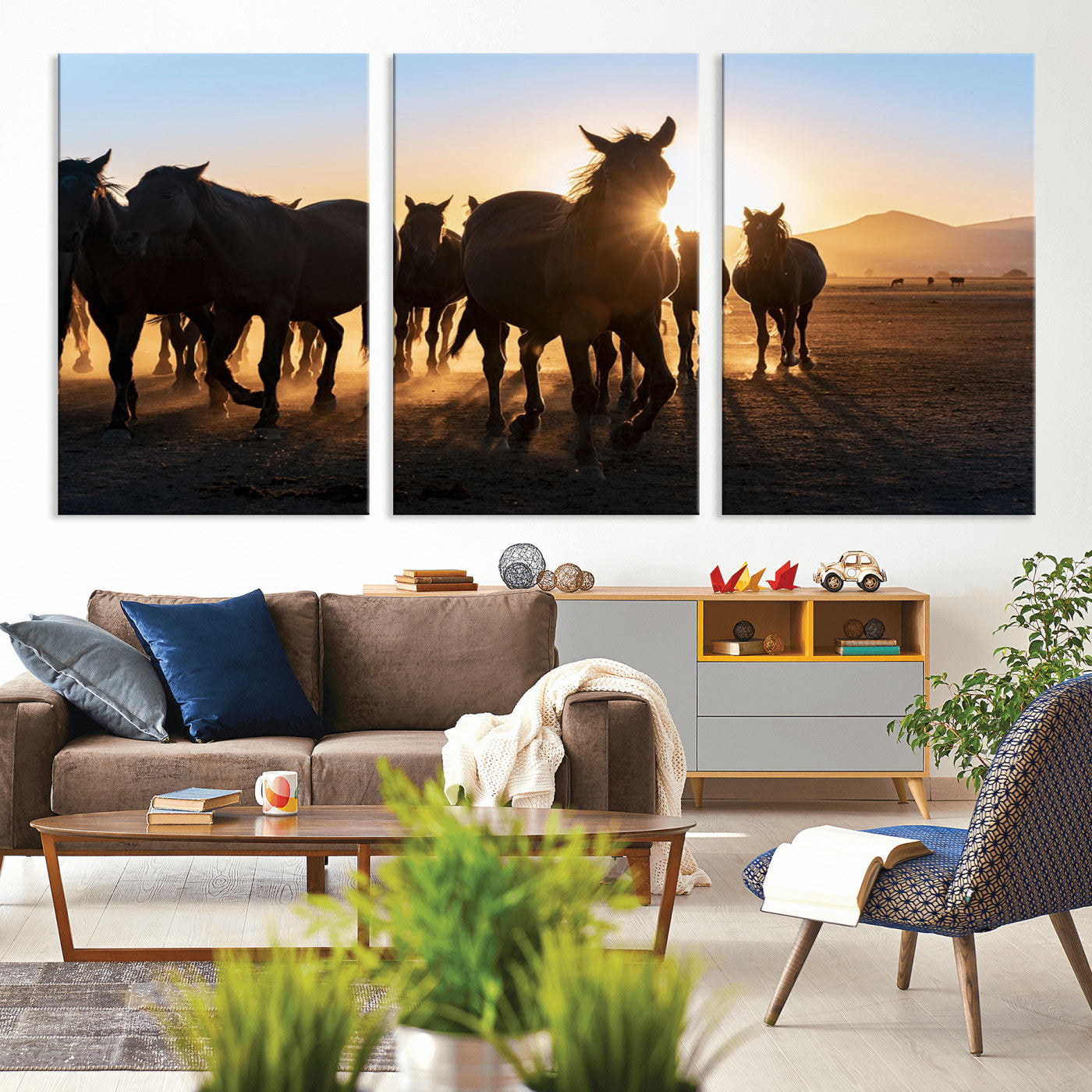 -Horse Herd Wall Art Animal Canvas Print