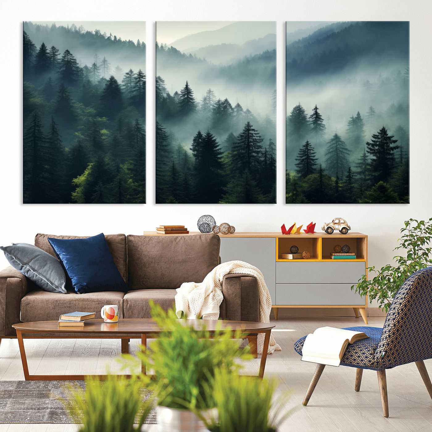 -Captivating Misty Forest Wall Art Premium Canvas Print a Foggy and Serene Atmosphere Art