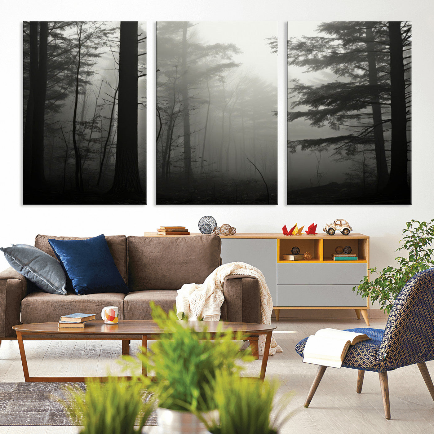 -Misty Forest Wall Art Premium Canvas Print a Foggy and Serene Atmosphere - Nature Wall Art