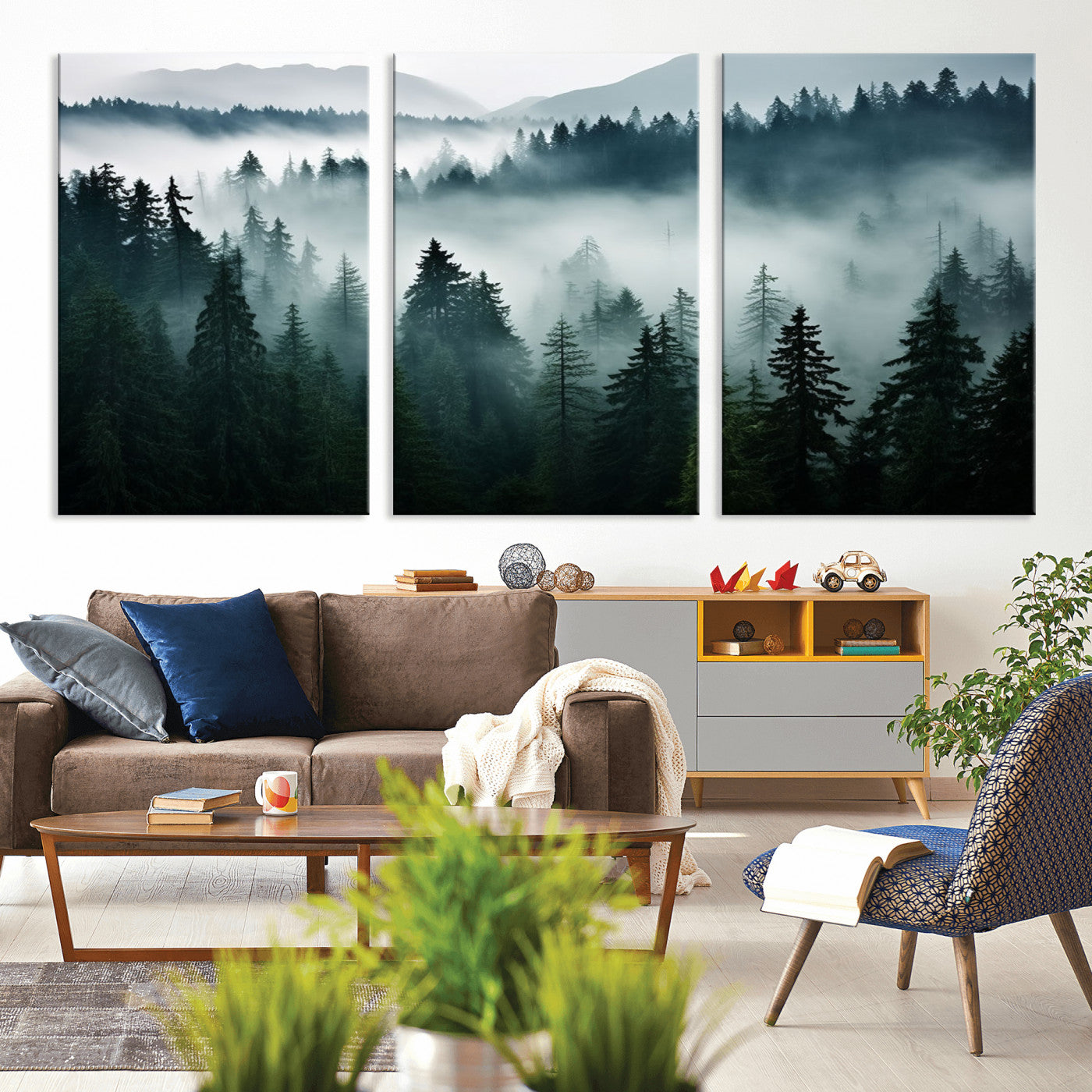 -Captivating Misty Forest Wall Art Canvas, Premium Canvas Print a Foggy and Serene Atmosphere
