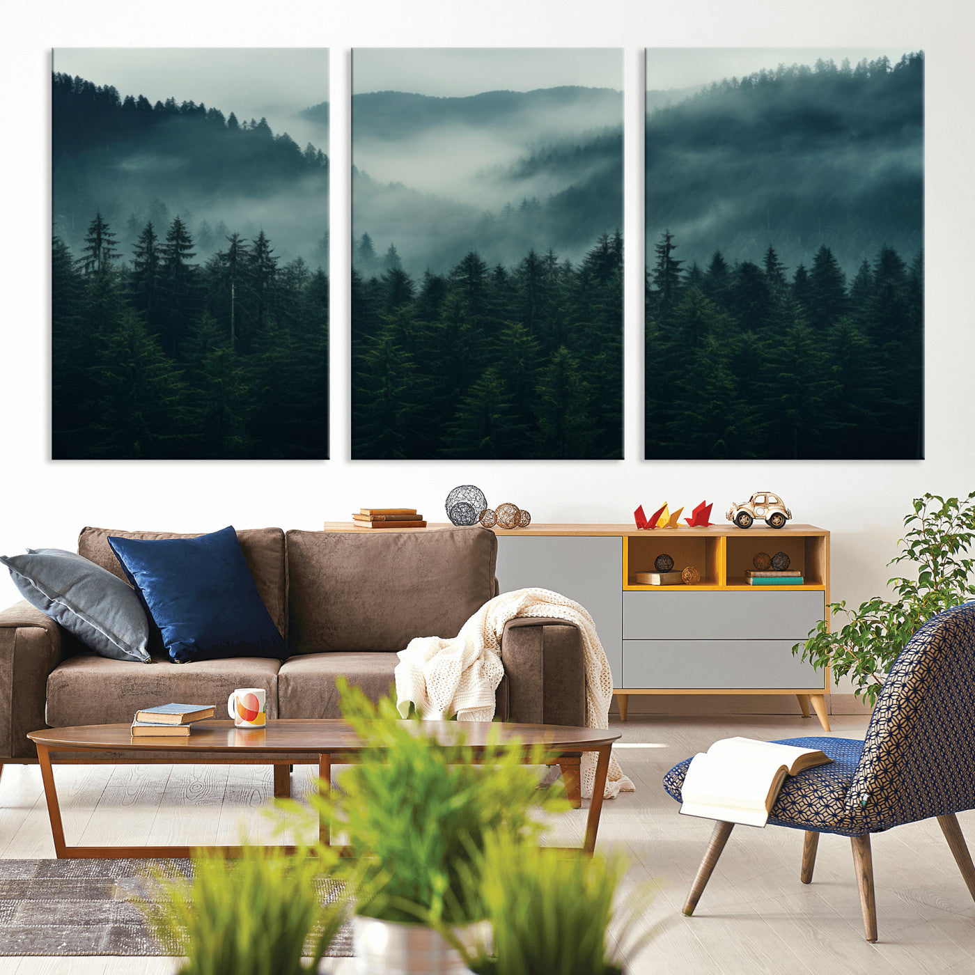 -Captivating Misty Forest Wall Art Premium Canvas Print, Foggy and Serene Atmosphere Wall Art Canvas