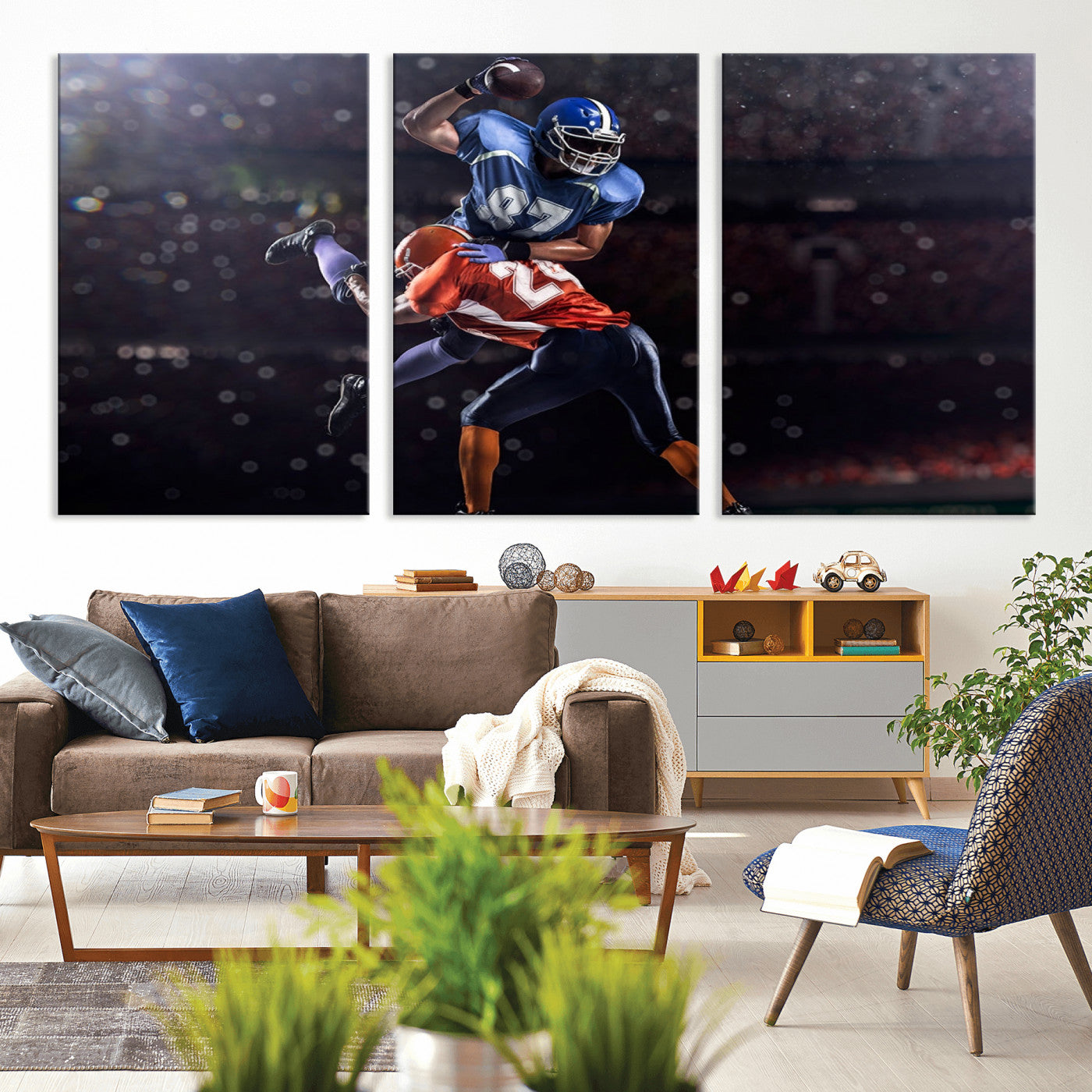 76491-MGV-CV-36X24-American Football Wall Art Canvas Print, Stadium Sport Wall Art Print