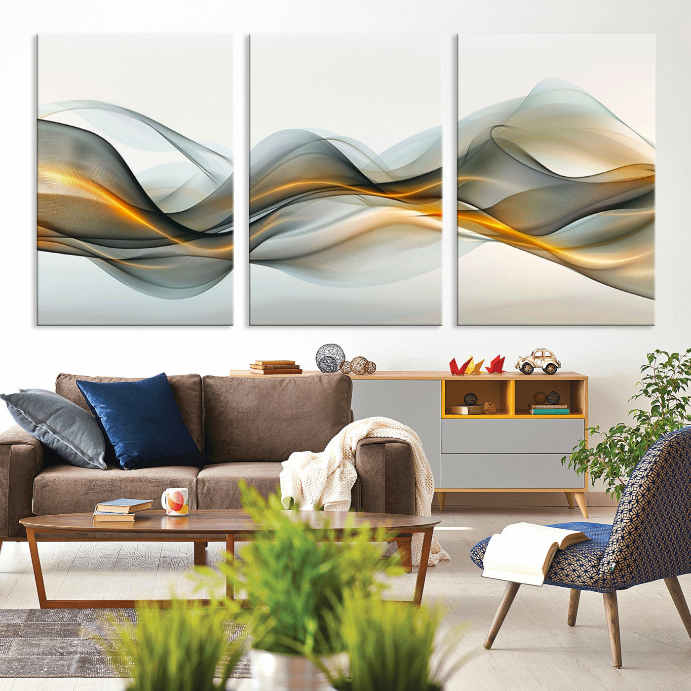 ES1001-MGV-CV-36X24-Abstract Wave Canvas Wall Art – Fluid Contemporary Elegance in Motion – Ready to Hang