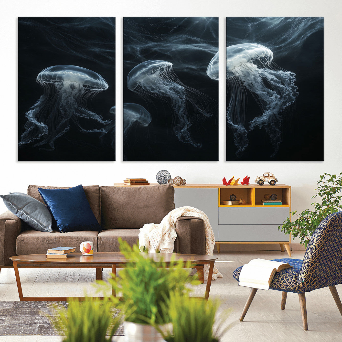 -Jellyfish Wall Art Canvas Print, Elegant Wall Decor