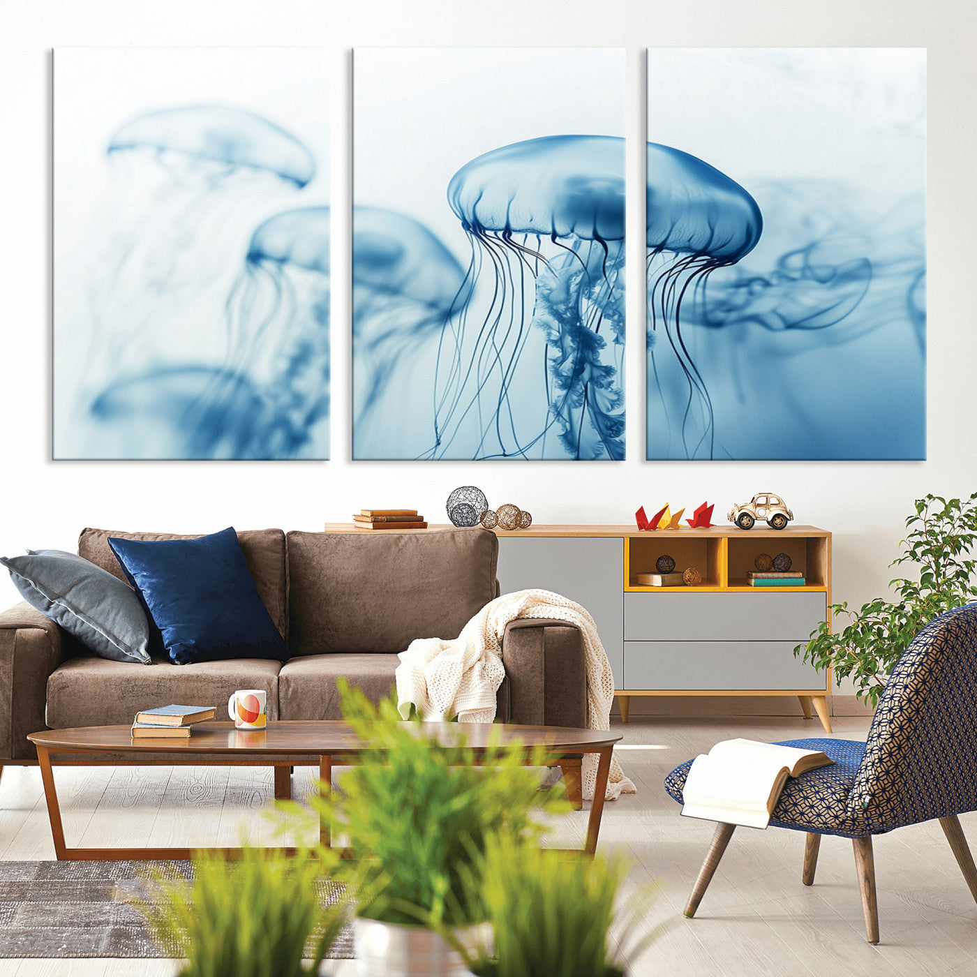 -Blue Jellyfish Wall Art Canvas Print