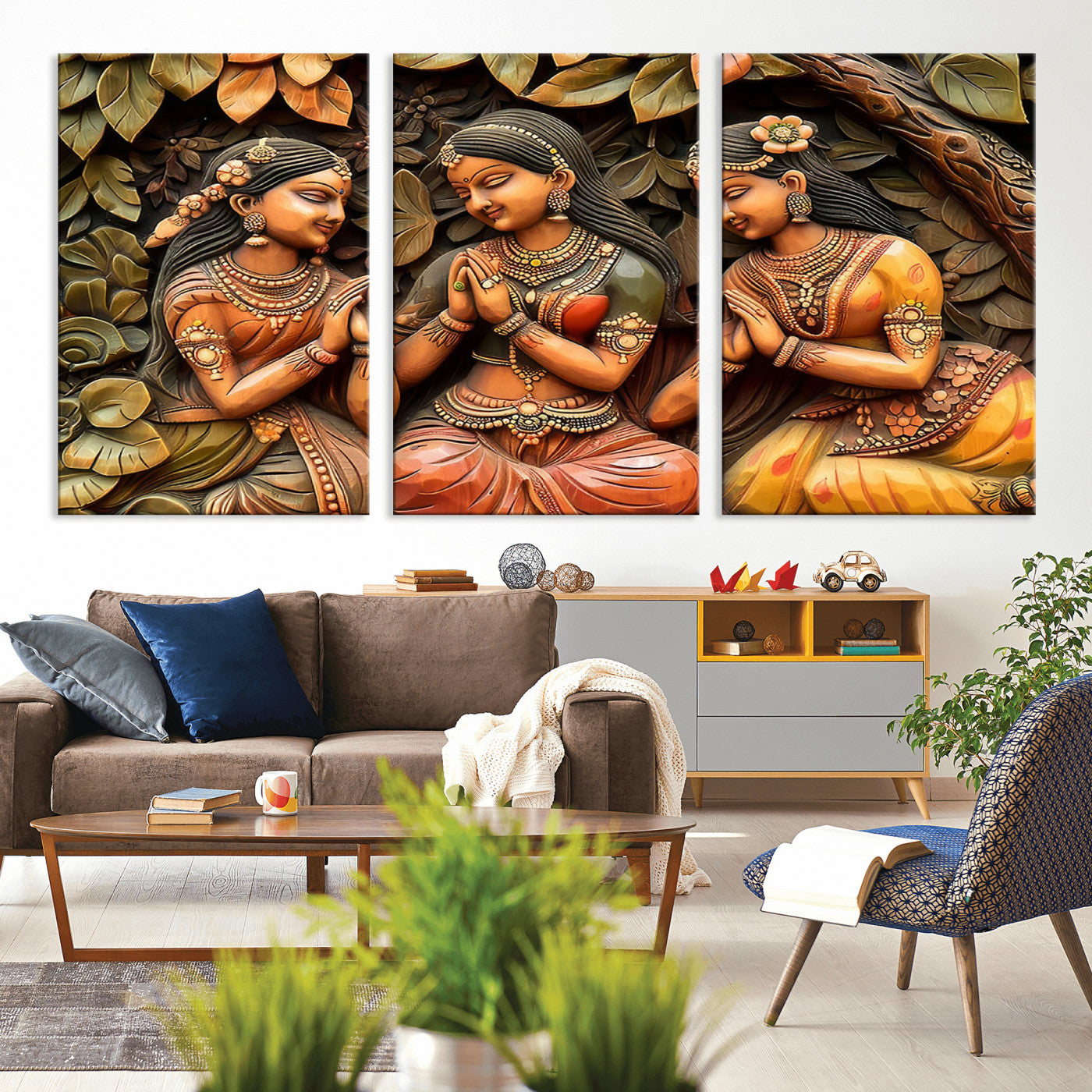 12926-MGV-CV-36X24-Indian Woman Statue Wall Art Canvas Print
