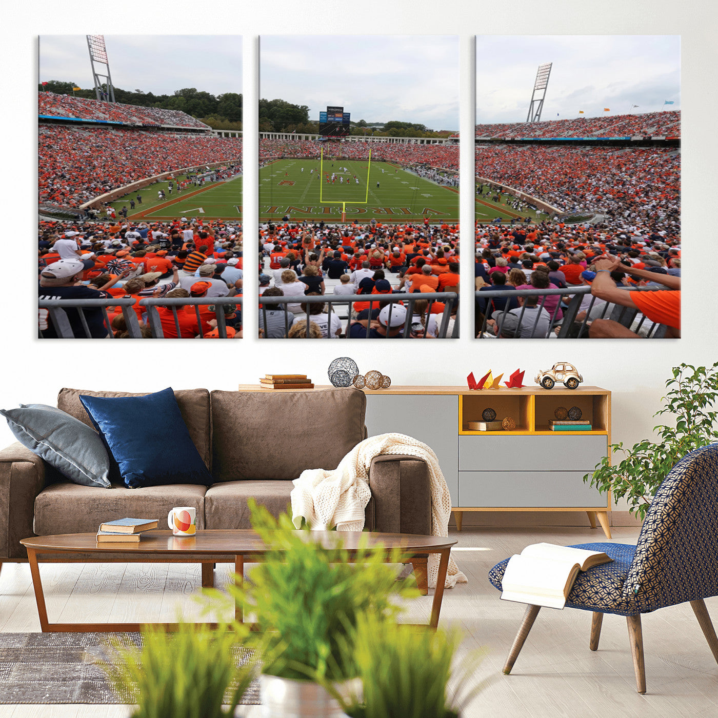 63606-MGV-CV-36X24 - Virginia Cavaliers Football Team Print - Charlottesville Scott Stadium Print Wall Art Canvas