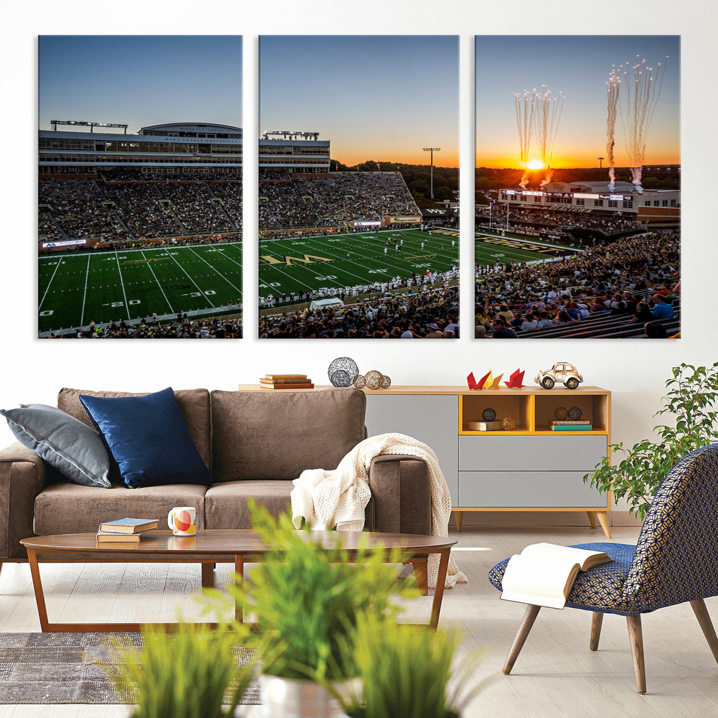 29253-MGV-CV-36X24-Demon Deacons Football Team Print Canvas- Winston-Salem Allegacy Federal Credit Union Stadium Wall