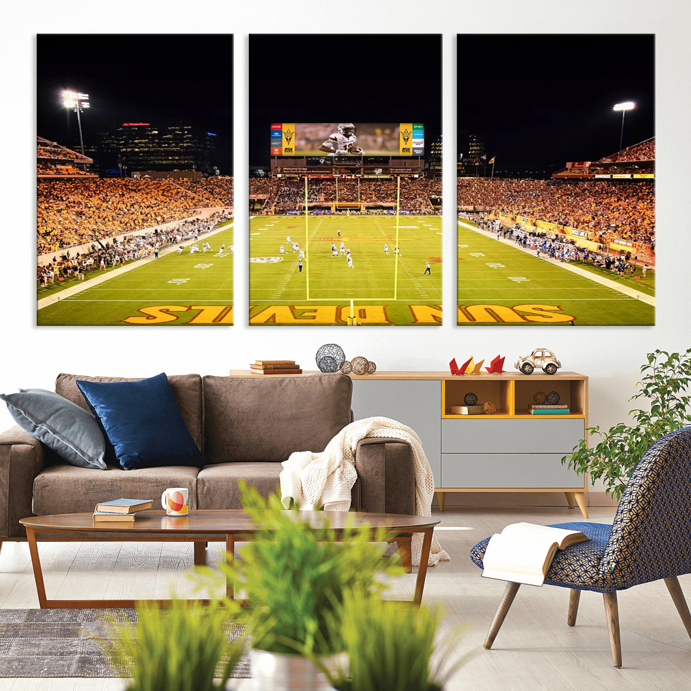 87612-MGV-CV-36X24-ASU Sun Devils Football Team Print - Phoenix Mountain America Stadium Canvas Print