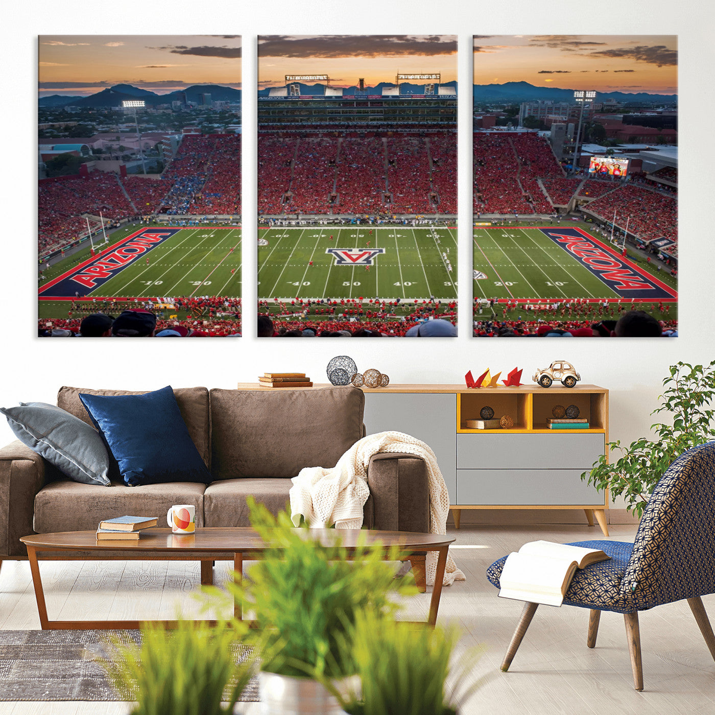 99722-MGV-CV-36X24-Framed Arizona Wildcats Football Team Print - Tucson Arizona Stadium Wall Art Canvas Print