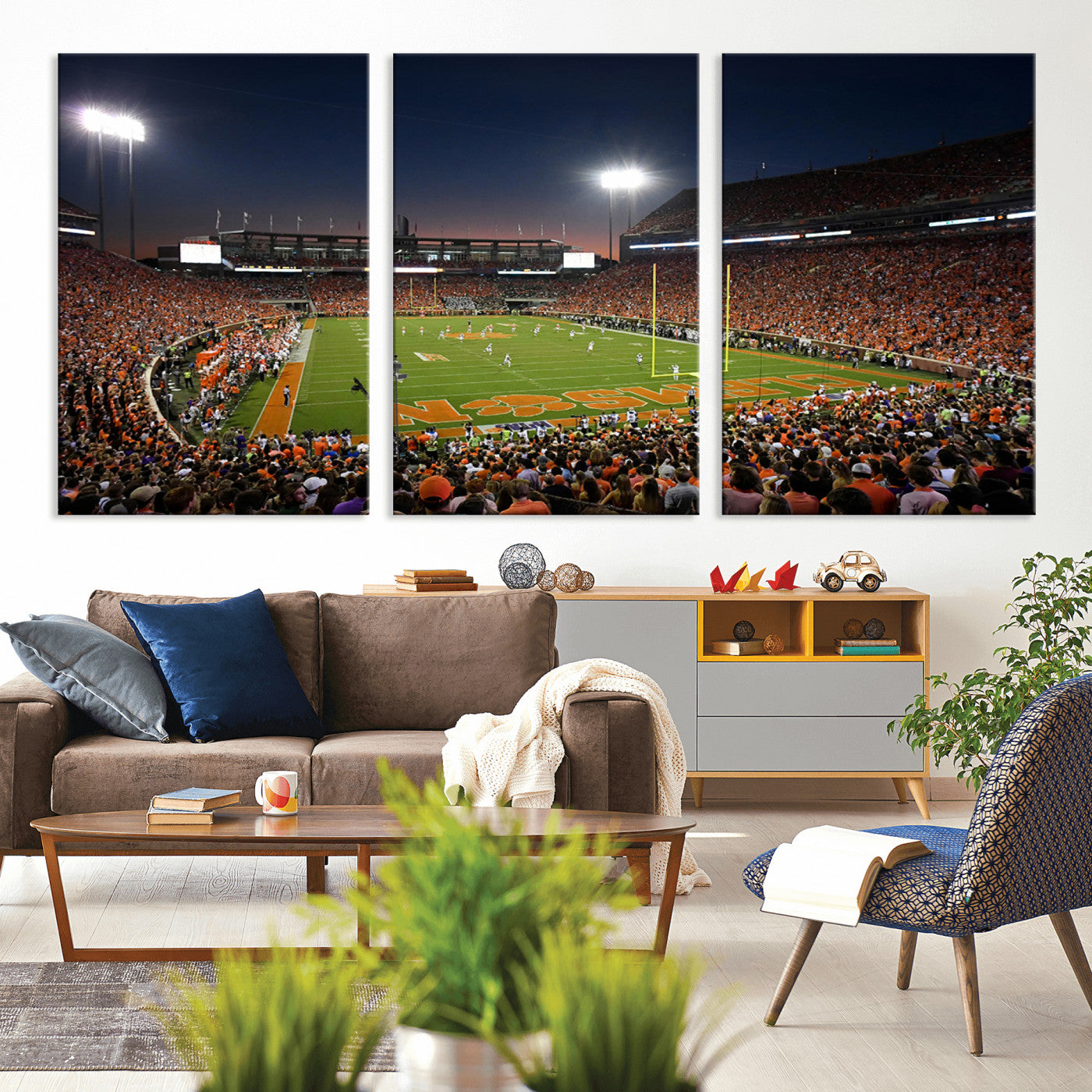 -Clemson University Tigers Art Print, Football Team Print - Clemson Memorial Stadium Wall Art Canvas