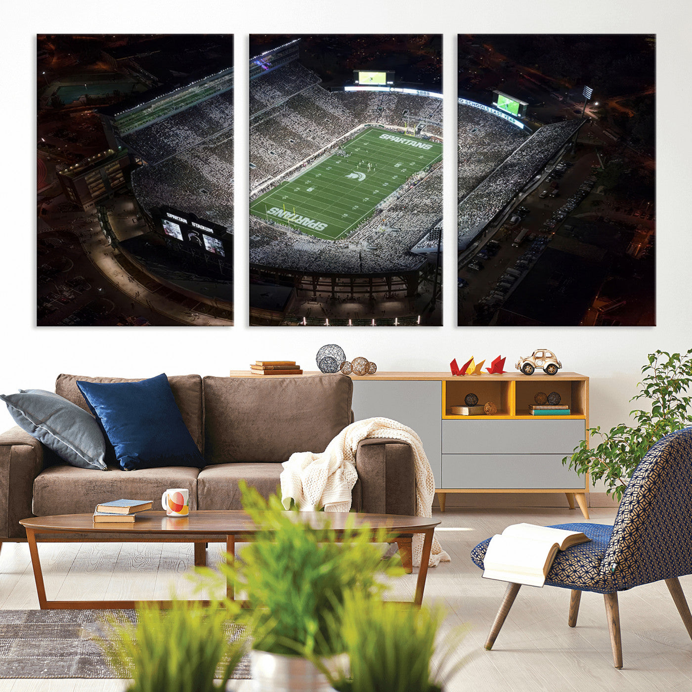 -Michigan State Spartans Football Team Print - East Lansing Spartan Stadium Print Wall Art