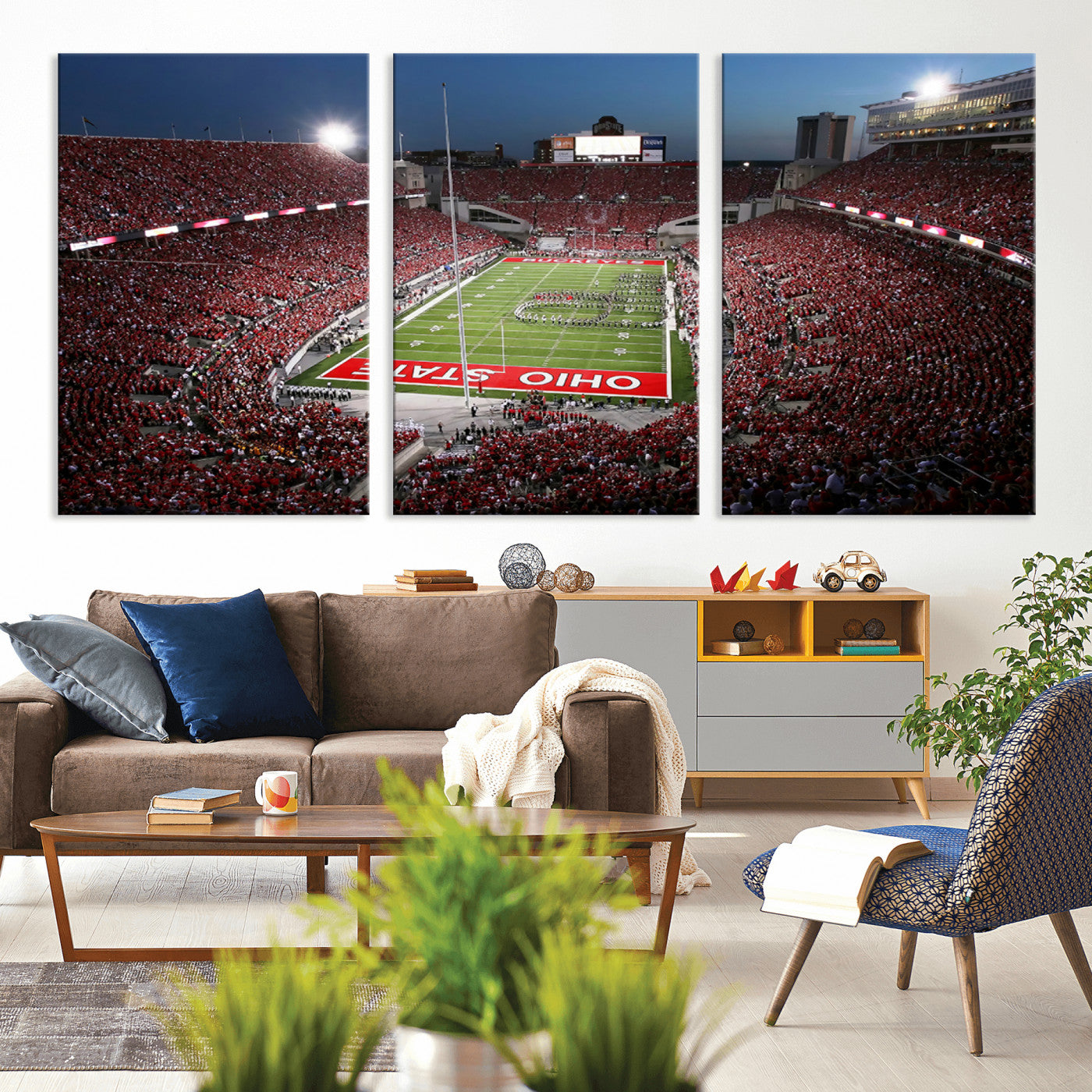 98743-MGV-CV-36X24-Ohio State University Buckeyes Football Team Print - Columbus Ohio Stadium Wall Art Canvas Print