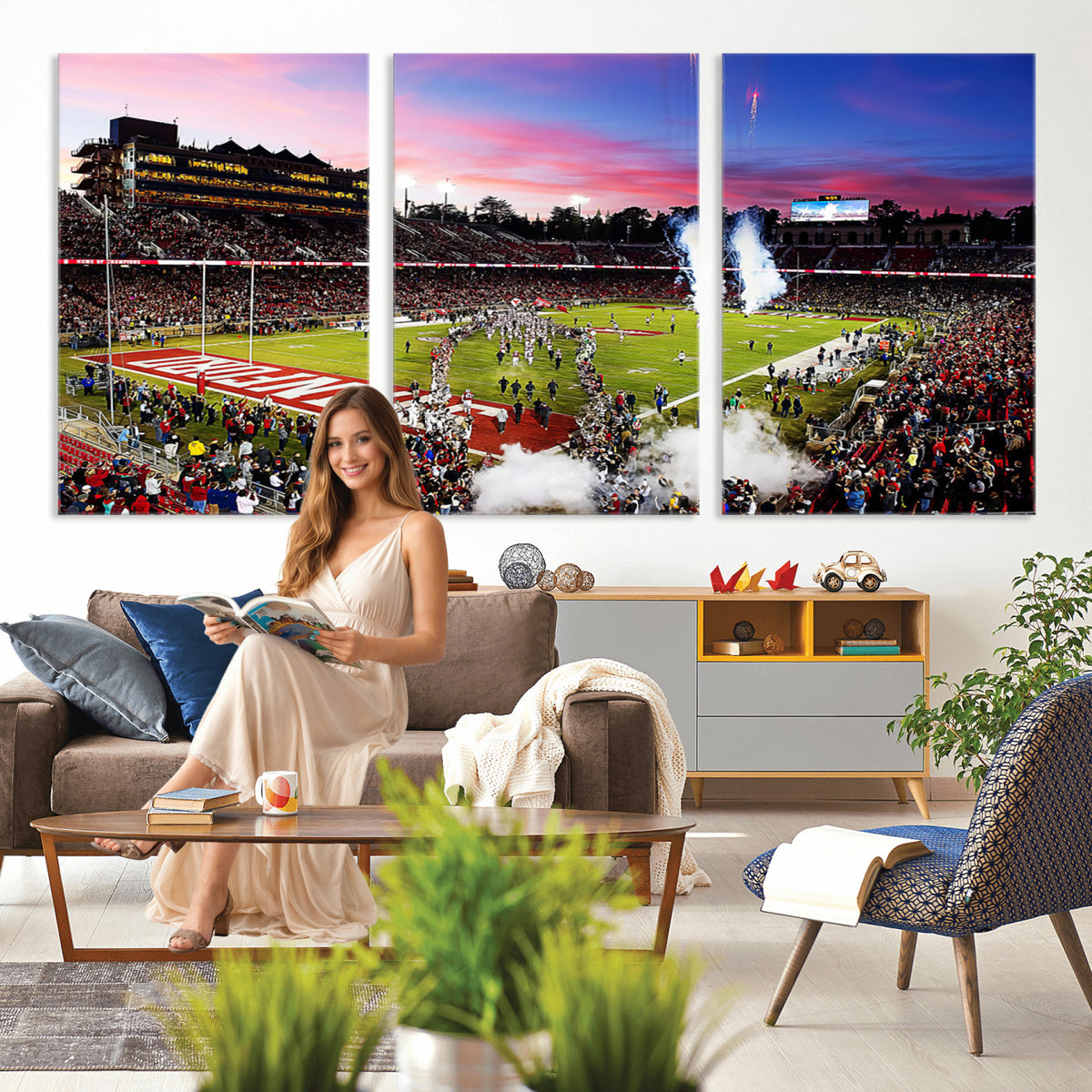 25557-PAN-FL-20X10 - Stanford University Cardinal Football Team Print - Stanford Stadium Wall Art Canvas Print