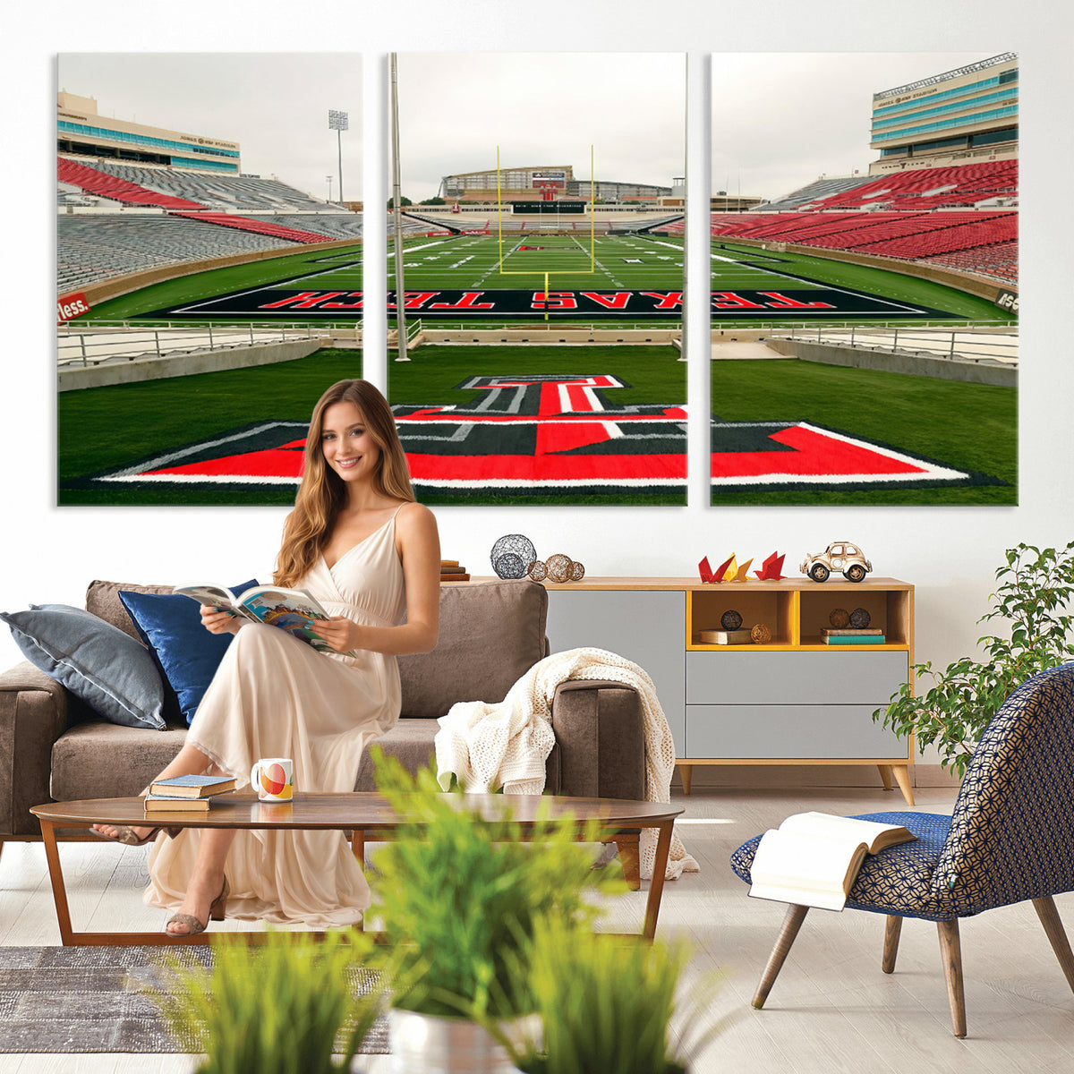 43169-PAN-FL-20X10 - Texas Tech Red Raiders Football Team Print - Lubbock Jones AT&T Stadium Wall Art Canvas Print