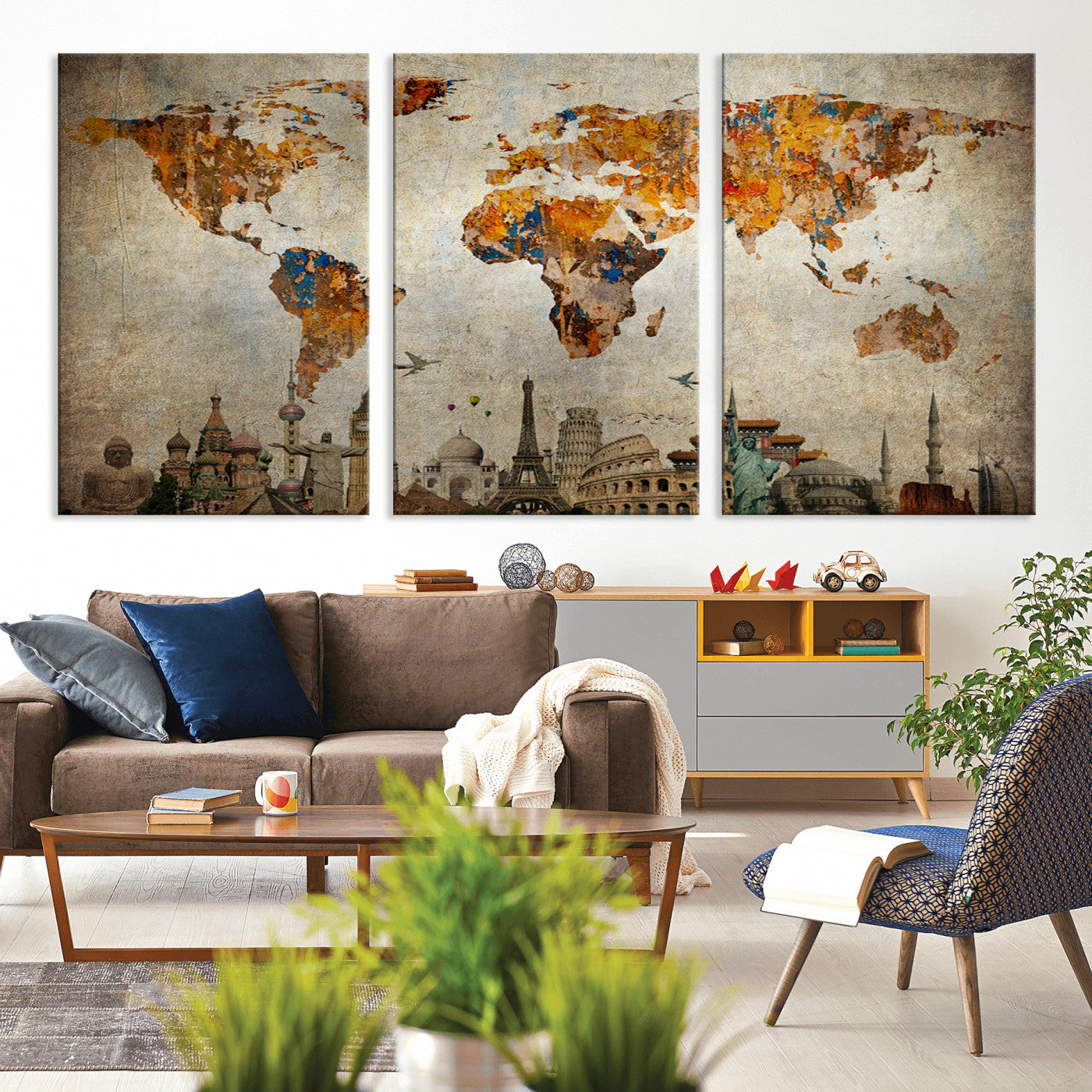 54918-MGV-CV-36X24-Push Pin World Map Canvas Print – Travel Tracker Wall Art for Couples, Perfect Anniversary Gift for Home or Office Decor