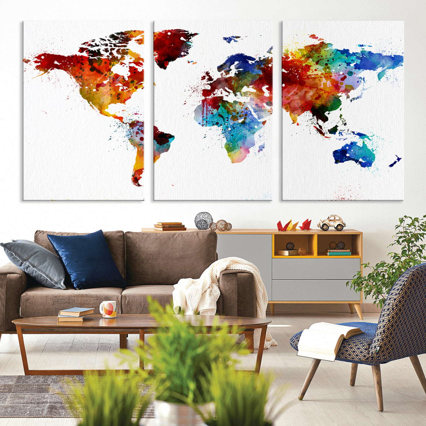 -Push Pin World Map Canvas Print – Travel Tracker Wall Art for Couples, Perfect Anniversary Gift for Home or Office Decor