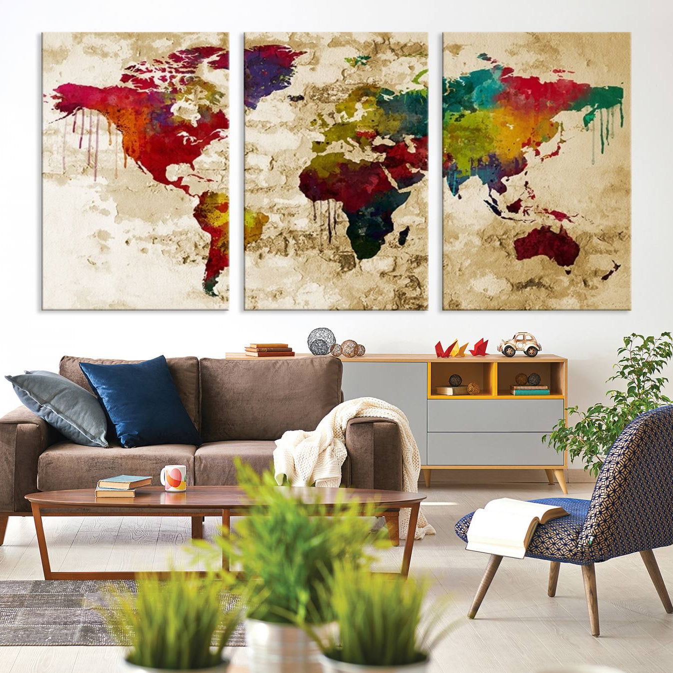61906-MGV-CV-36X24-World Map Canvas Print – Framed Push Pin Wall Art, Color Splash Travel Map for Modern Home and Office Decor