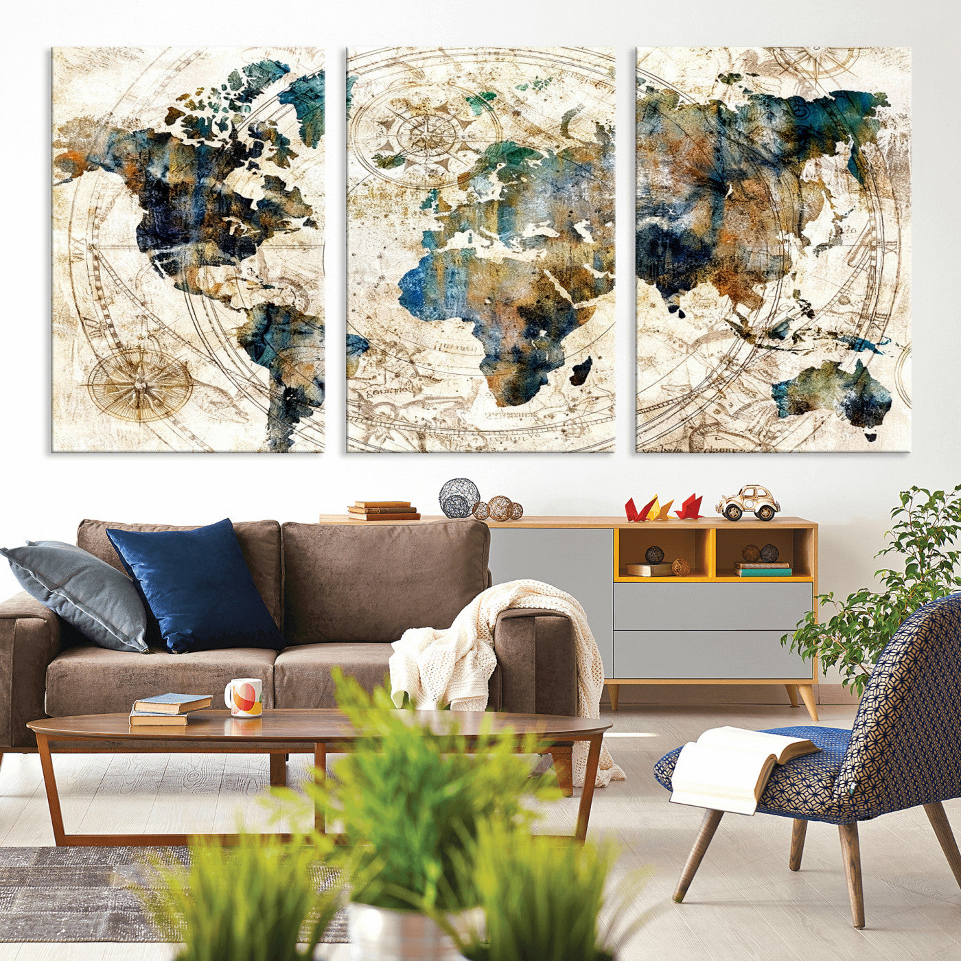 10554-MGV-CV-36X24 - Abstract World Map Art Print Canvas Print