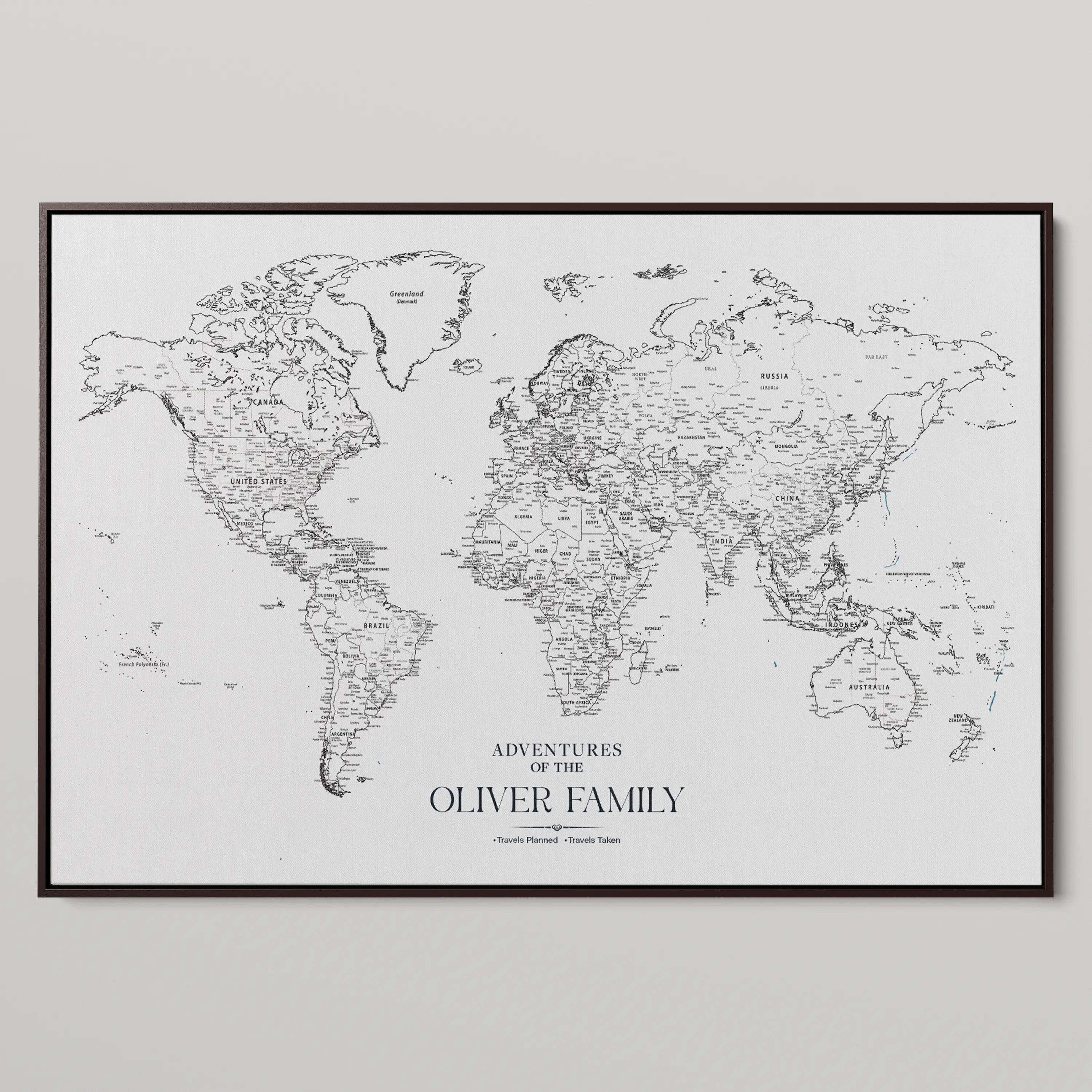 -Personalized Push Pin World Map Canvas – Custom Framed Travel Tracker Wall Art, Large Adventure Map with Pins for Home, Office