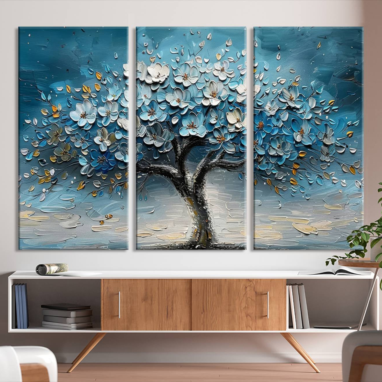 24109-MGV-CV-36X24-Abstract Blooming Tree Wall Art Canvas Print - Floral Printing for Modern Home Decor