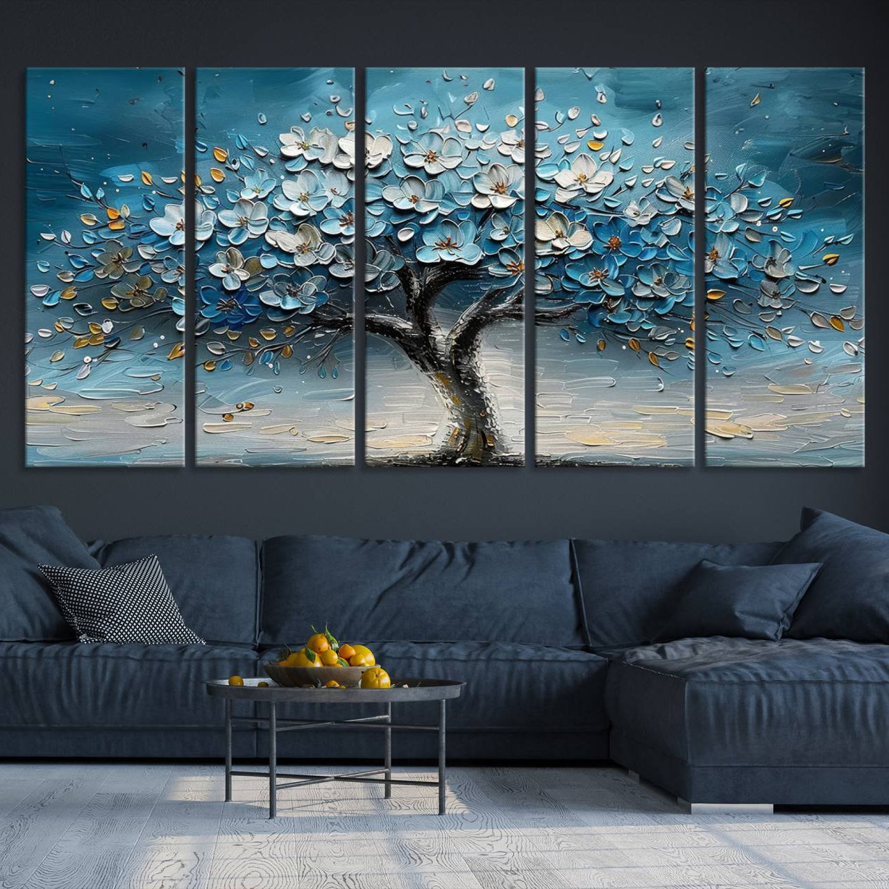 -Abstract Blooming Tree Wall Art Canvas Print - Floral Printing for Modern Home Decor
