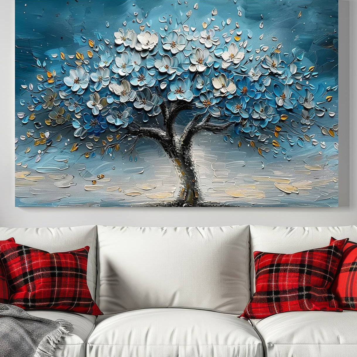 24109-MGV-CV-36X24-Abstract Blooming Tree Wall Art Canvas Print - Floral Printing for Modern Home Decor