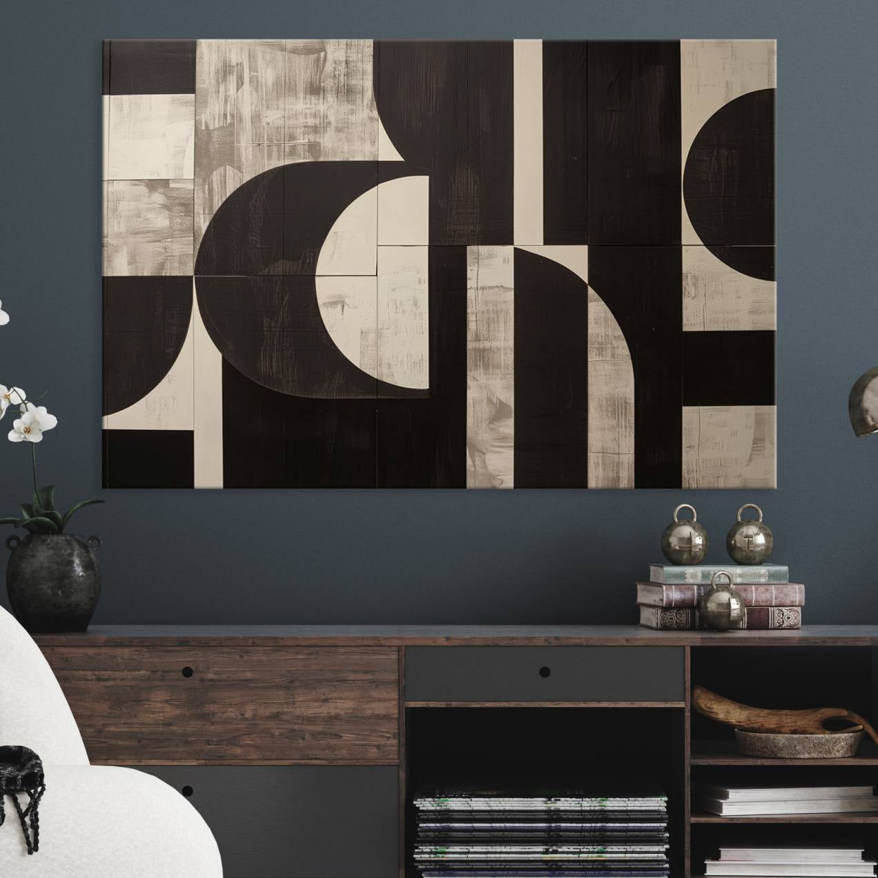 63644-MGV-CV-36X24-Abstract Brown Wabi Sabi Canvas Print Set – Minimalist Mid-Century Wall Art Contemporary Artwork for Home, Office