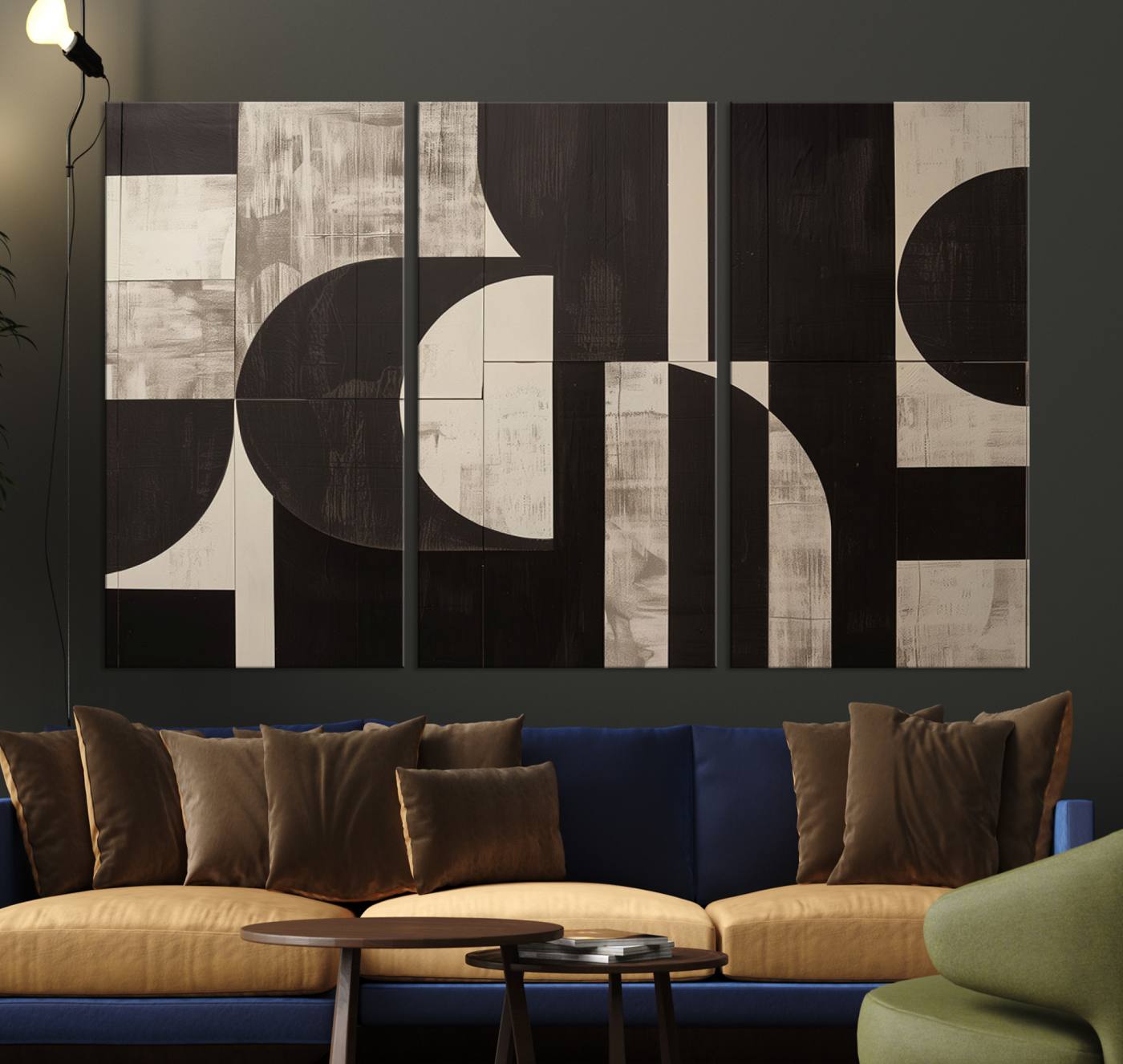 63644-MGV-CV-36X24-Abstract Brown Wabi Sabi Canvas Print Set – Minimalist Mid-Century Wall Art Contemporary Artwork for Home, Office