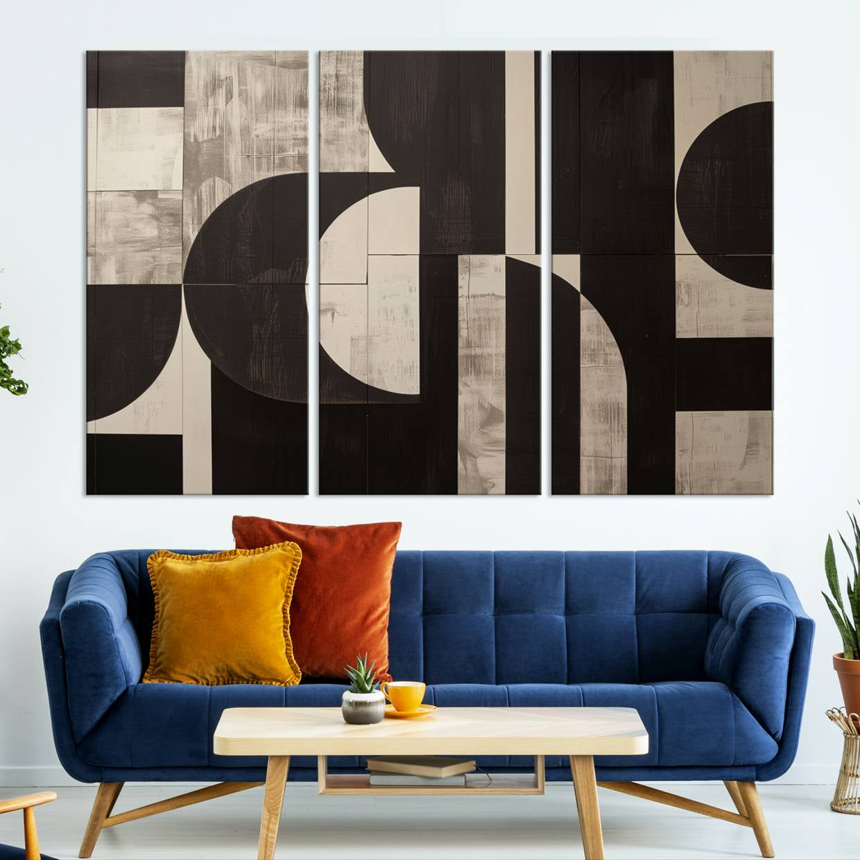 63644-MGV-CV-36X24-Abstract Brown Wabi Sabi Canvas Print Set – Minimalist Mid-Century Wall Art Contemporary Artwork for Home, Office