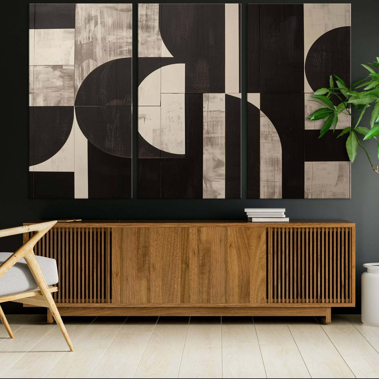 63644-MGV-CV-36X24-Abstract Brown Wabi Sabi Canvas Print Set – Minimalist Mid-Century Wall Art Contemporary Artwork for Home, Office