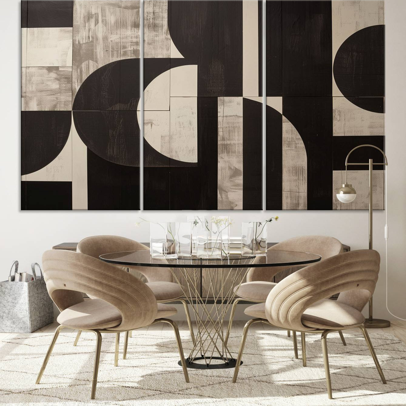 63644-MGV-CV-36X24-Abstract Brown Wabi Sabi Canvas Print Set – Minimalist Mid-Century Wall Art Contemporary Artwork for Home, Office