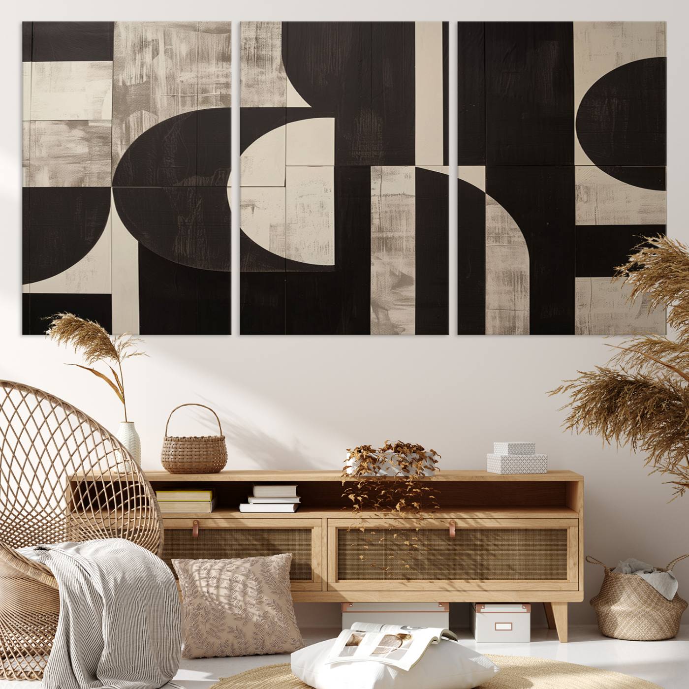 63644-MGV-CV-36X24-Abstract Brown Wabi Sabi Canvas Print Set – Minimalist Mid-Century Wall Art Contemporary Artwork for Home, Office