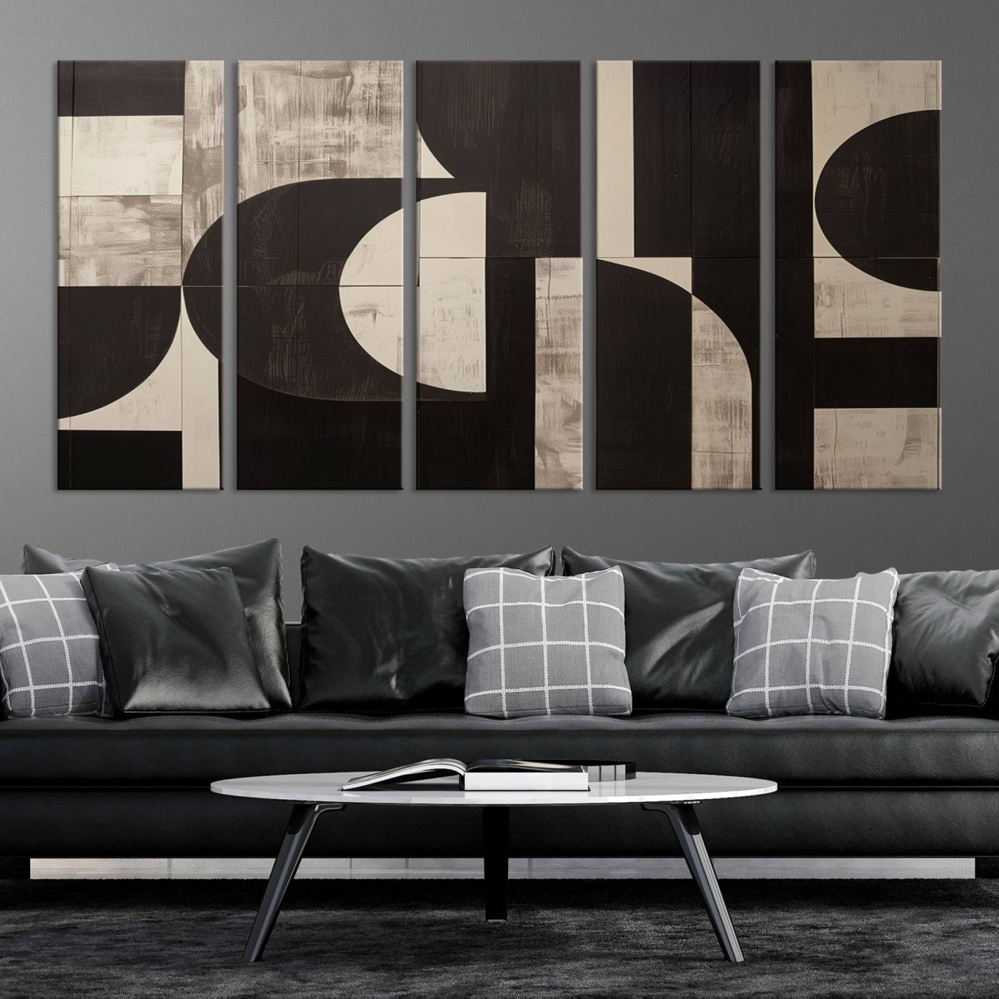 63644-MGV-CV-36X24-Abstract Brown Wabi Sabi Canvas Print Set – Minimalist Mid-Century Wall Art Contemporary Artwork for Home, Office