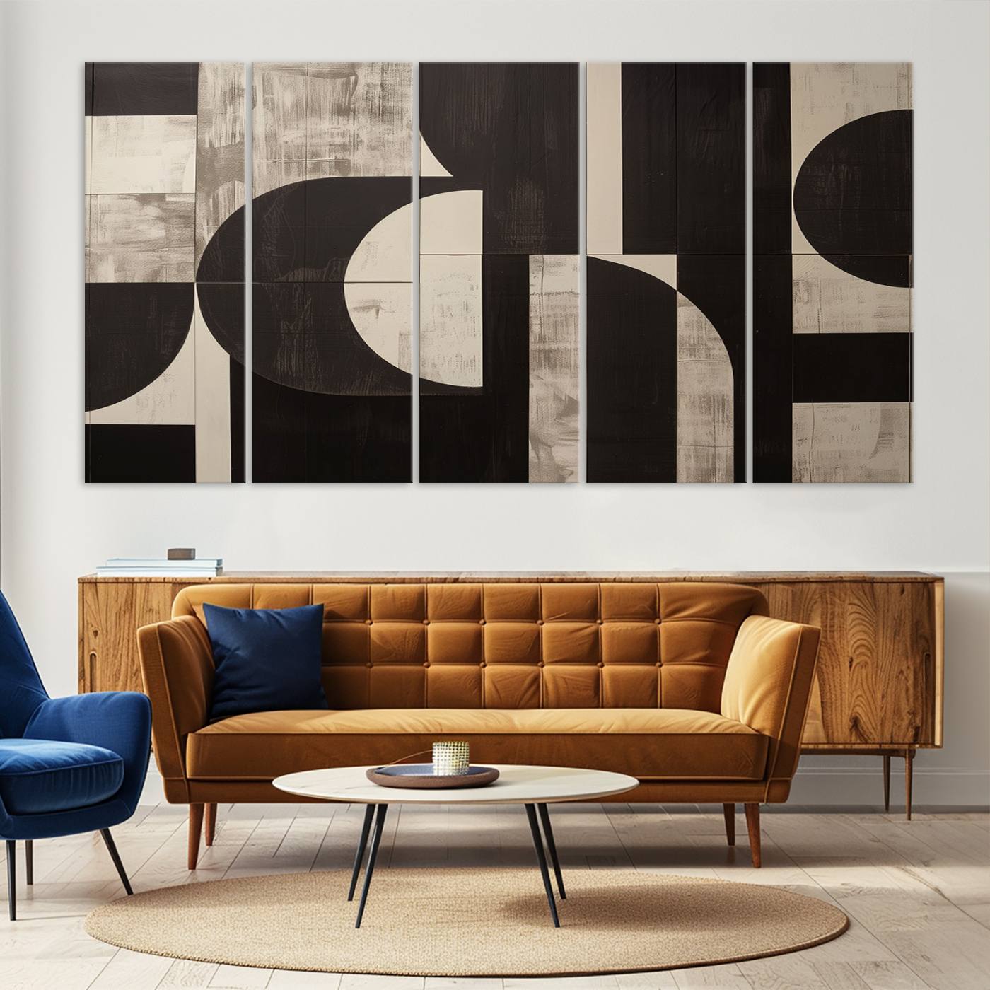 63644-MGV-CV-36X24-Abstract Brown Wabi Sabi Canvas Print Set – Minimalist Mid-Century Wall Art Contemporary Artwork for Home, Office